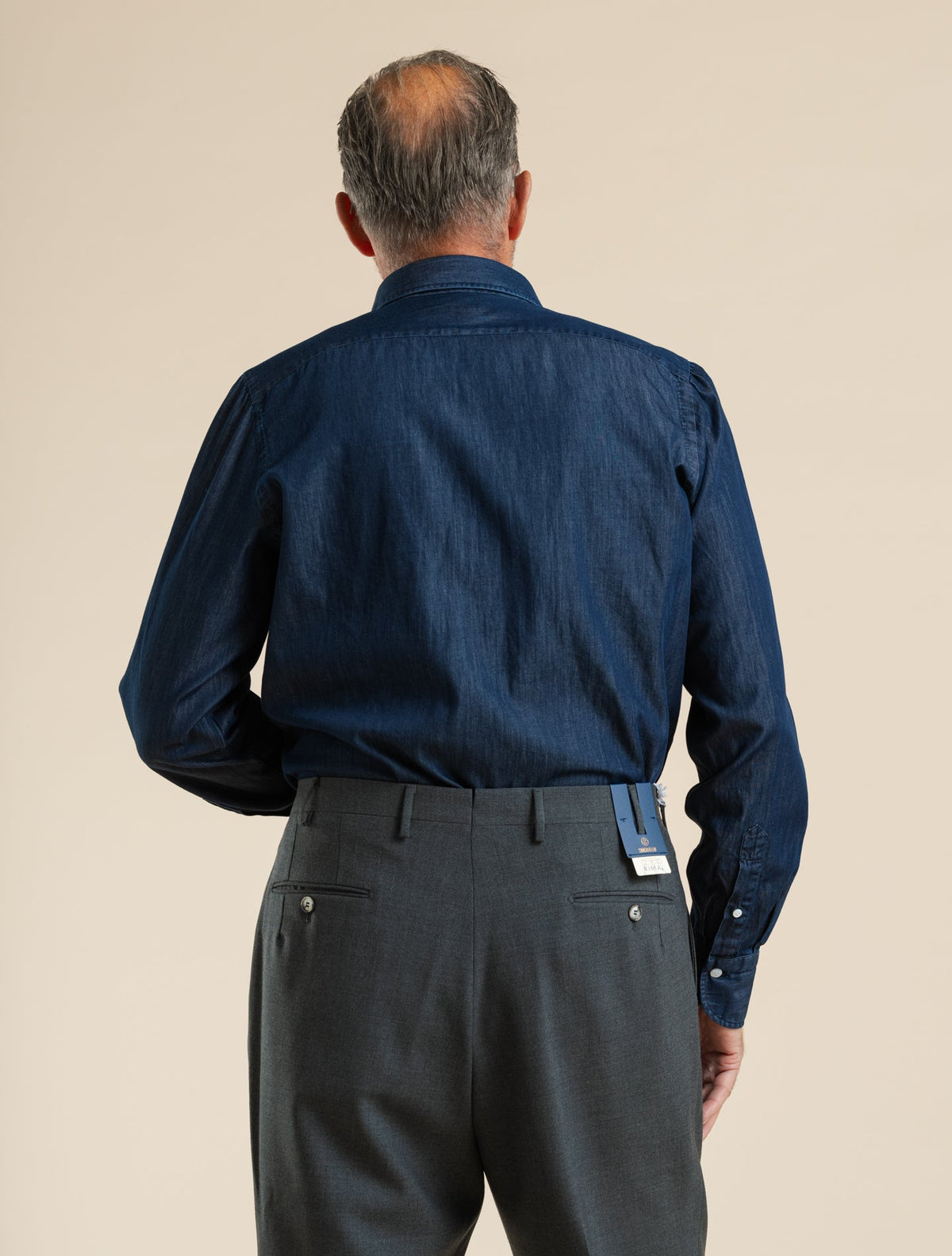 Napoli Rodi Giza 45 Indigo Cotton Shirt Dark Denim Finamore Shirts 38