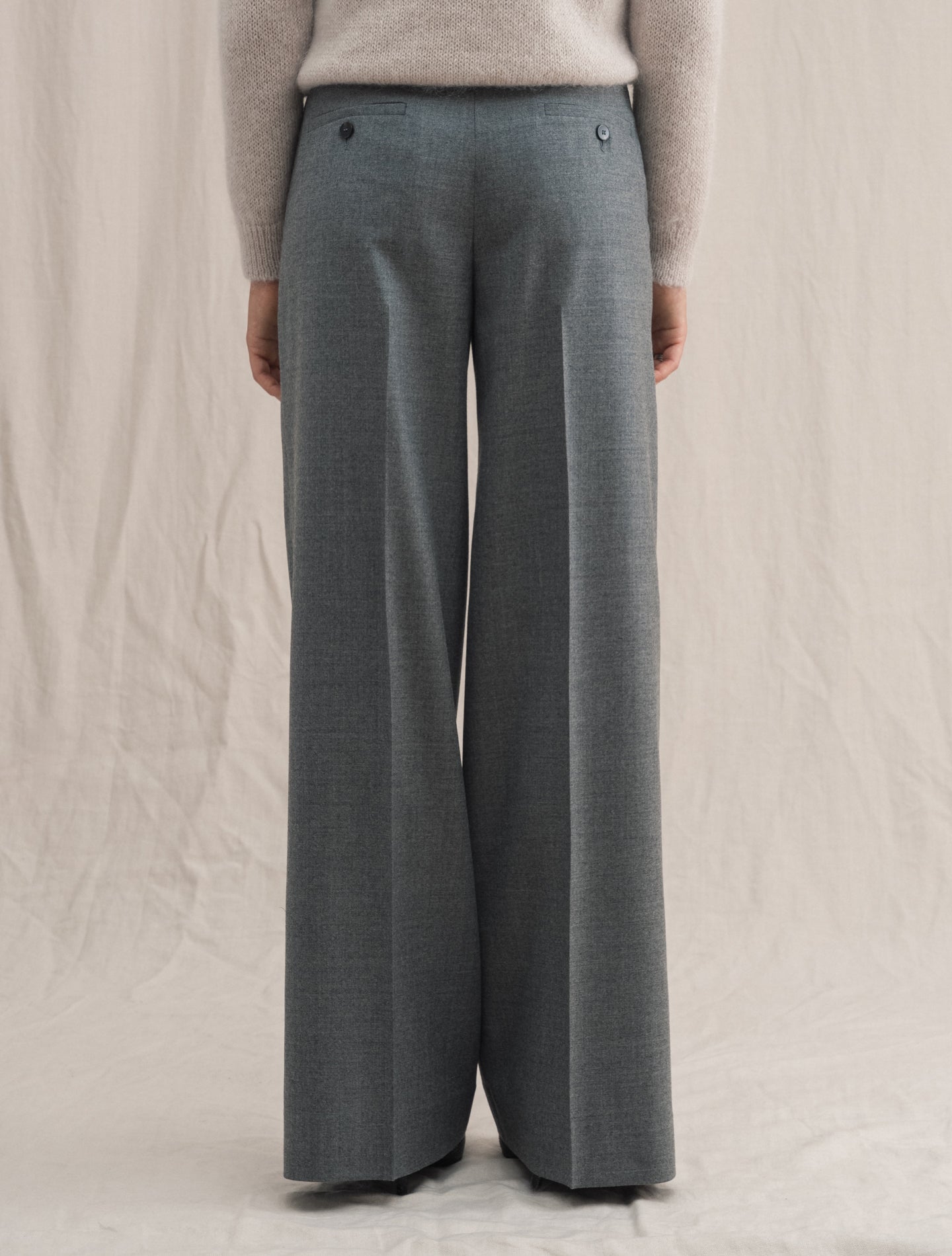 Neera Wide Wool Trousers Grey Slowear Trousers 38