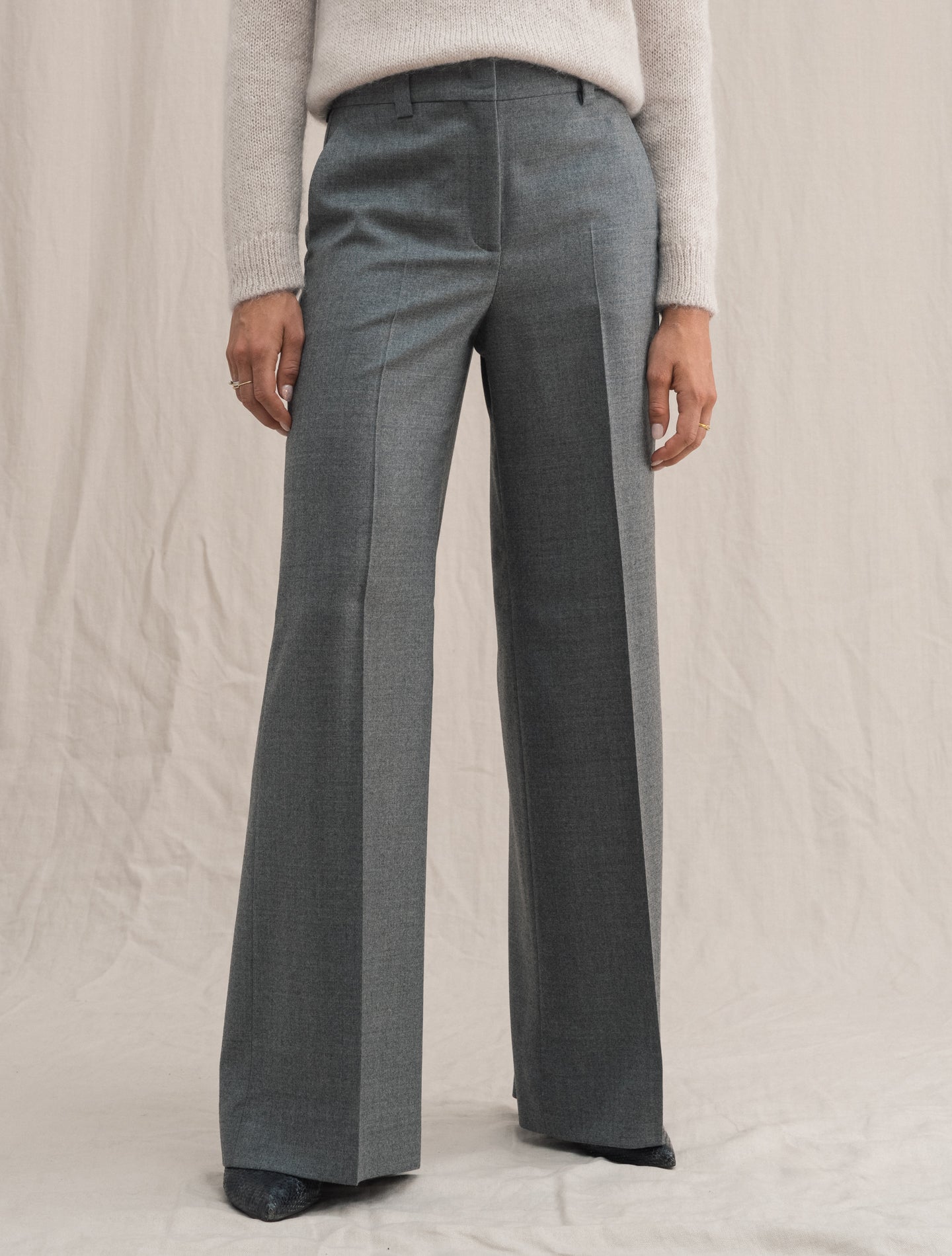 Neera Wide Wool Trousers Grey Slowear Trousers 38