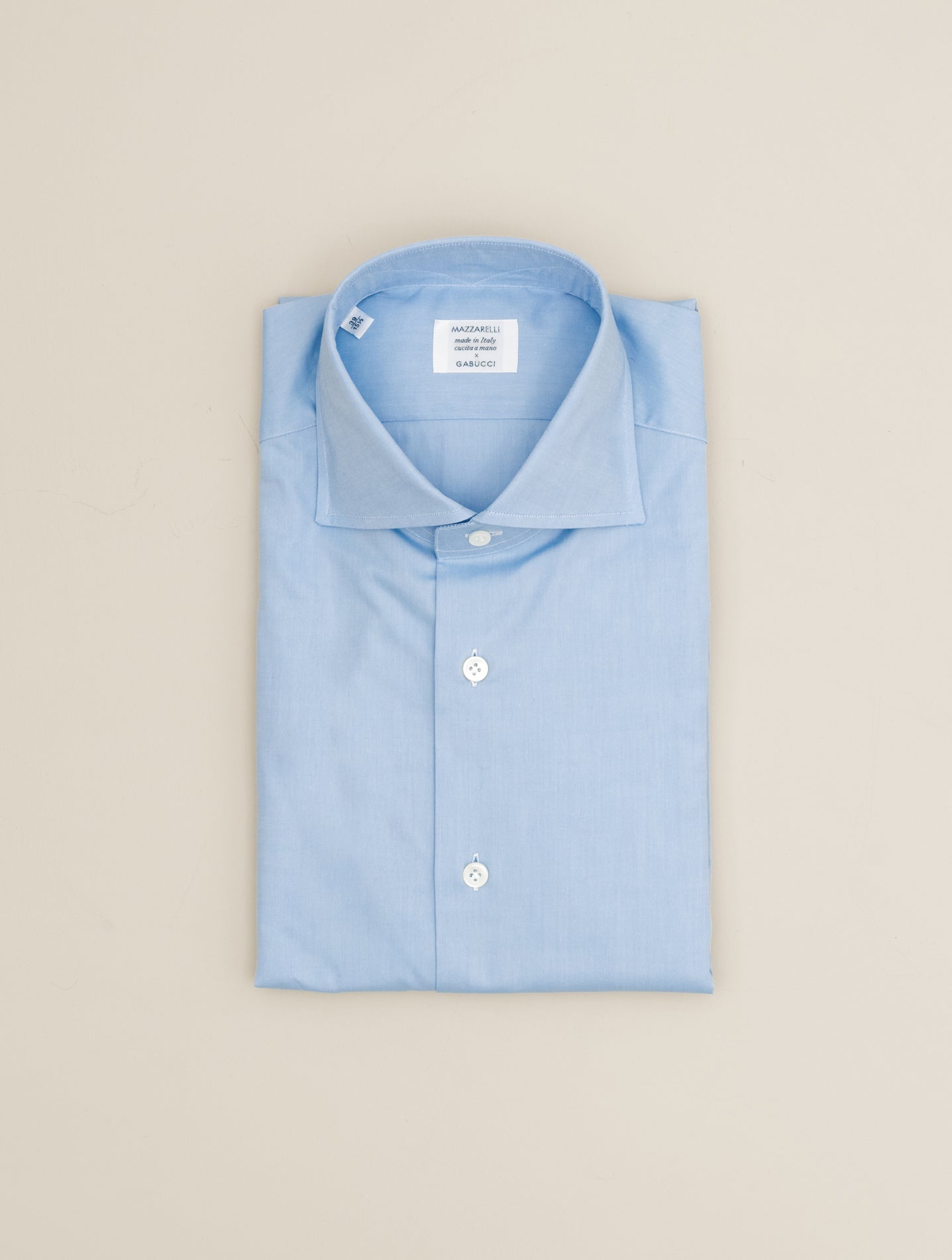 New Standard Cut Away Pinpoint Shirt Light Blue Mazzarelli Shirts 38