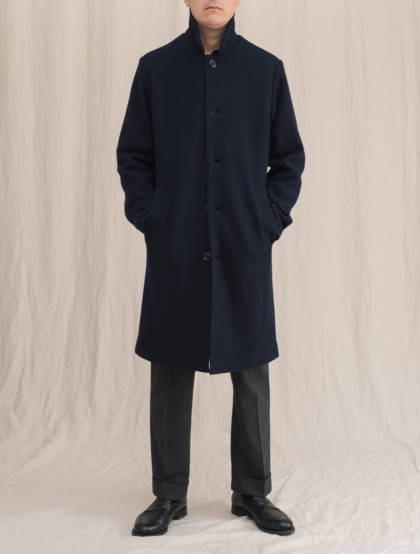 New Virtuoso Wool Coat Navy | Gabucci