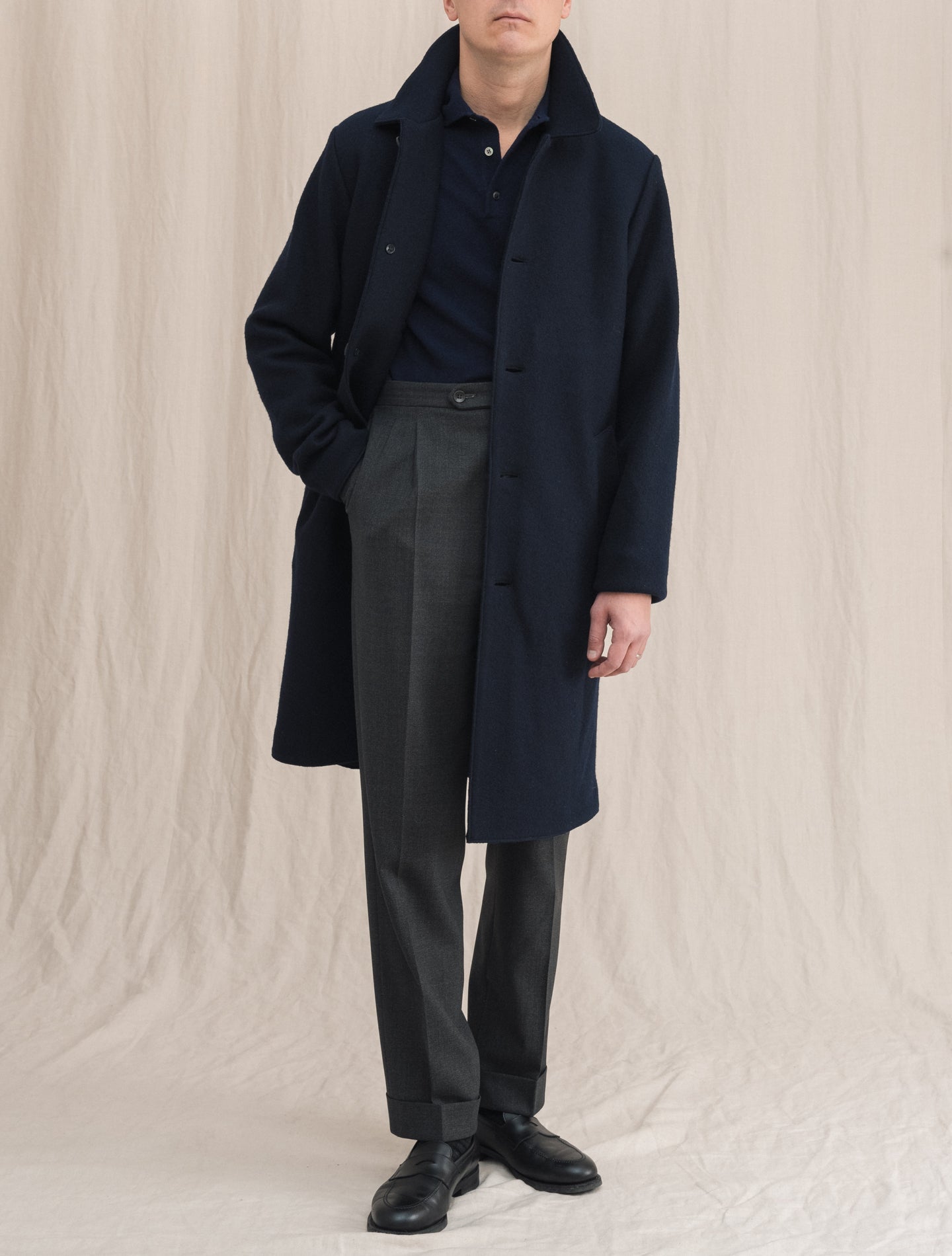 New Virtuoso Wool Coat Navy | Gabucci