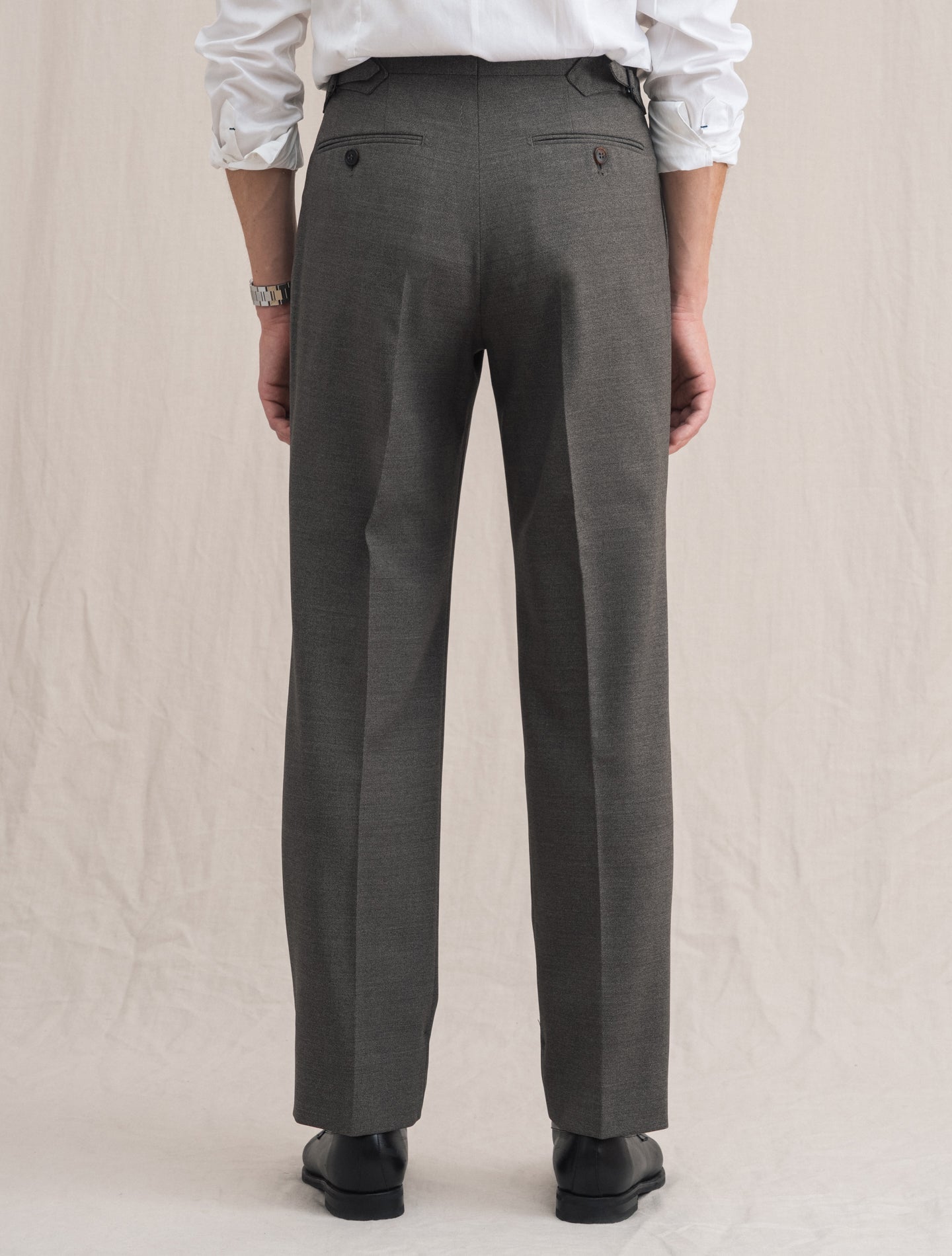 New York Pleated Fresco Trouser Mid grey | Gabucci