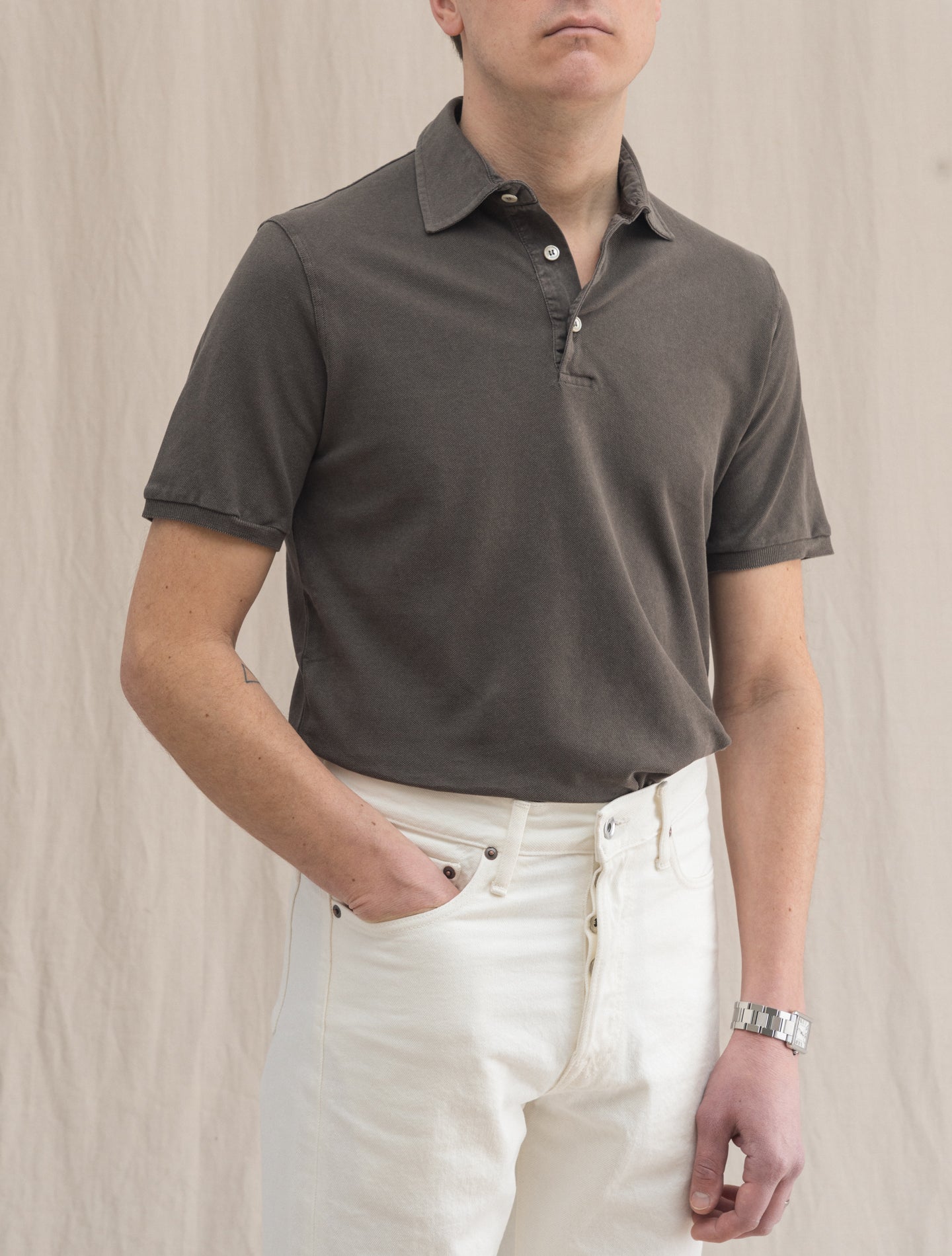 North Organic Cotton Pique Polo Shirt Brown | Gabucci