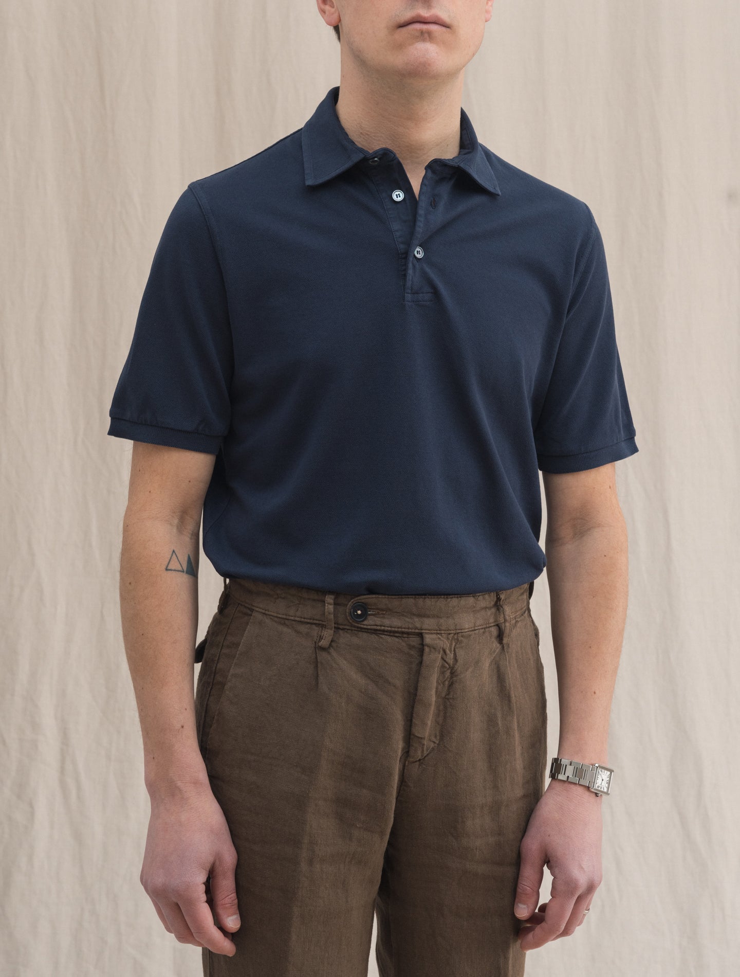 North Organic Cotton Pique Polo Shirt Navy | Gabucci