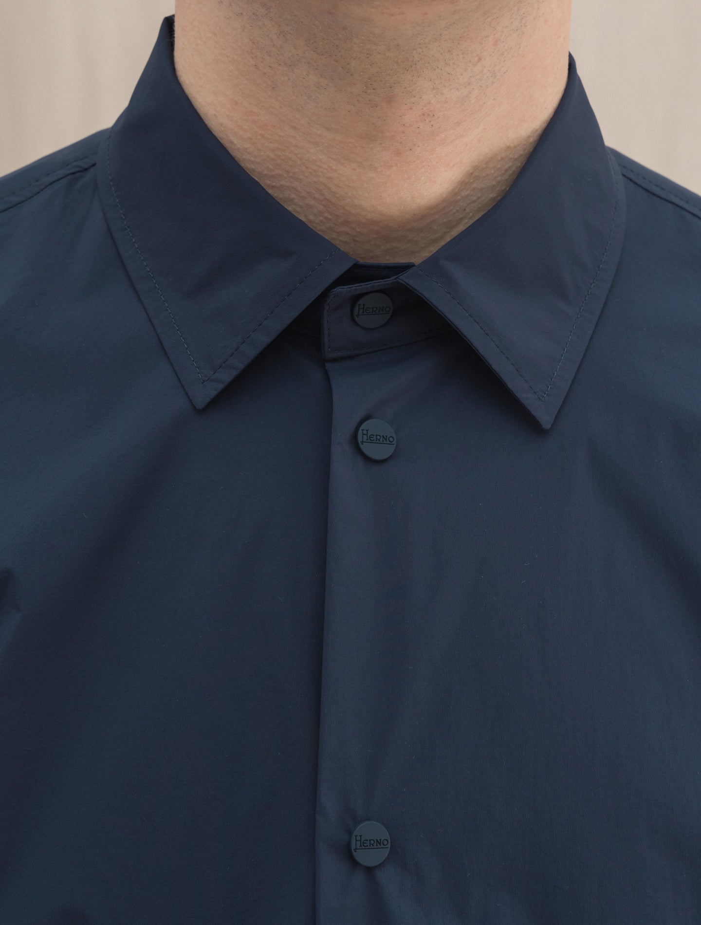 Nylon Short Sleeve Shirt Jacket Navy Herno Shirts 48