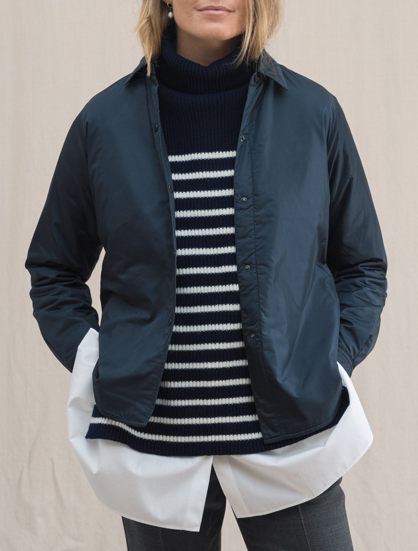 Nylon Thermore Jacket Navy | Gabucci