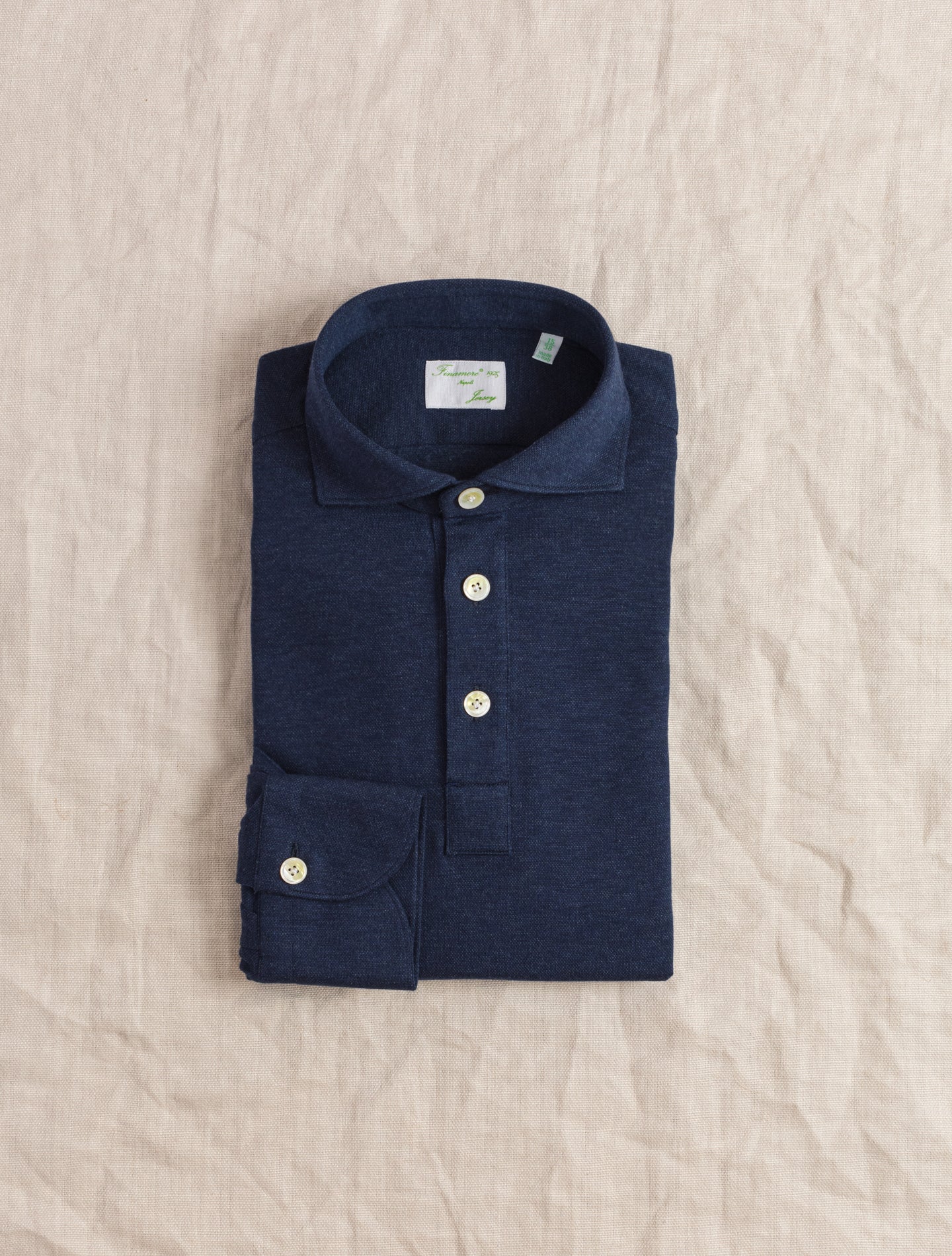 Orlando Cotton Cashmere Polo Shirt Blue Finamore Shirts 38