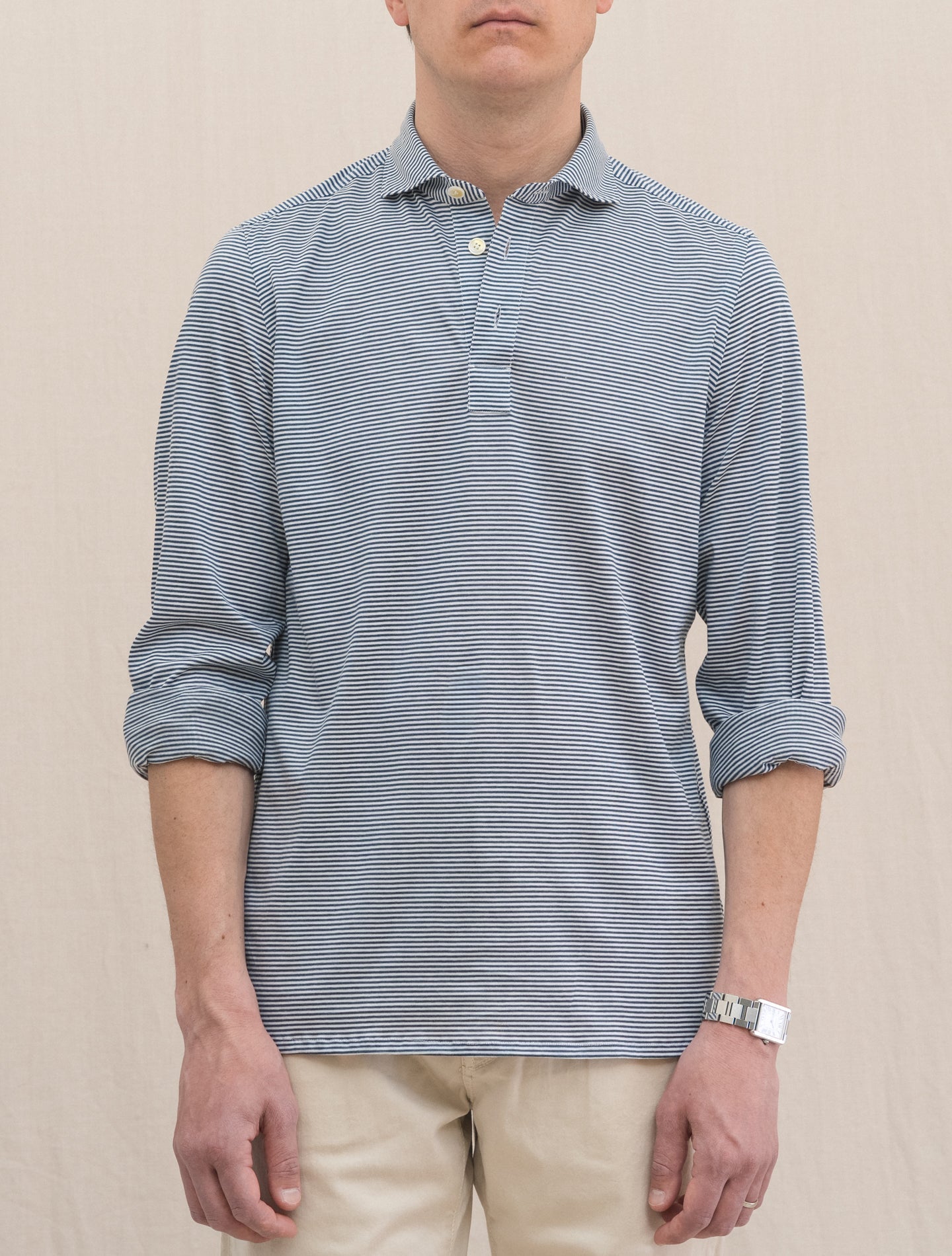 Orlando Striped Cotton Shirt Navy Finamore Shirts 39