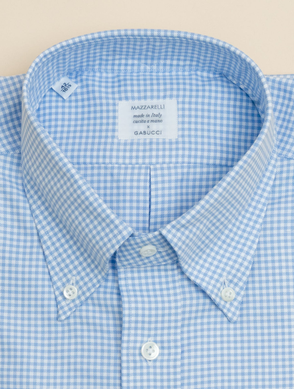 Oxford Checked Ivy Fit Shirt Light BLue Mazzarelli Shirts 38