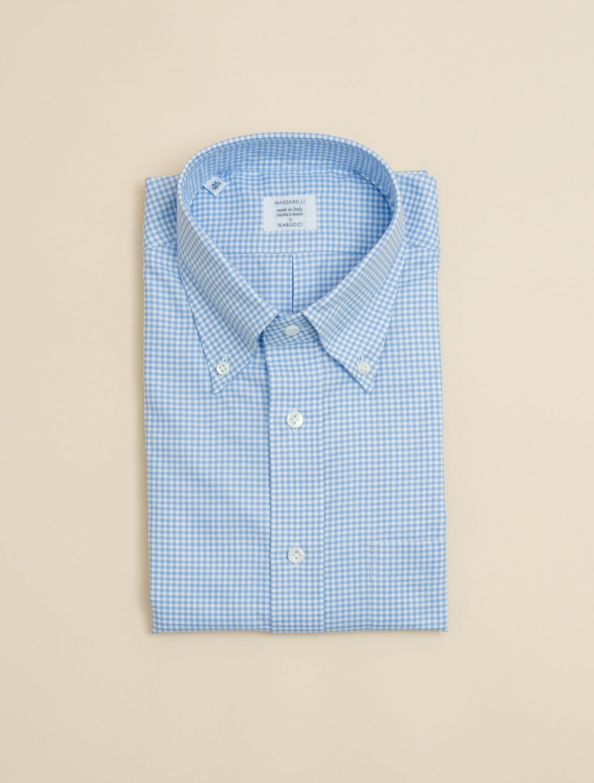 Oxford Checked Ivy Fit Shirt Light BLue Mazzarelli Shirts 38