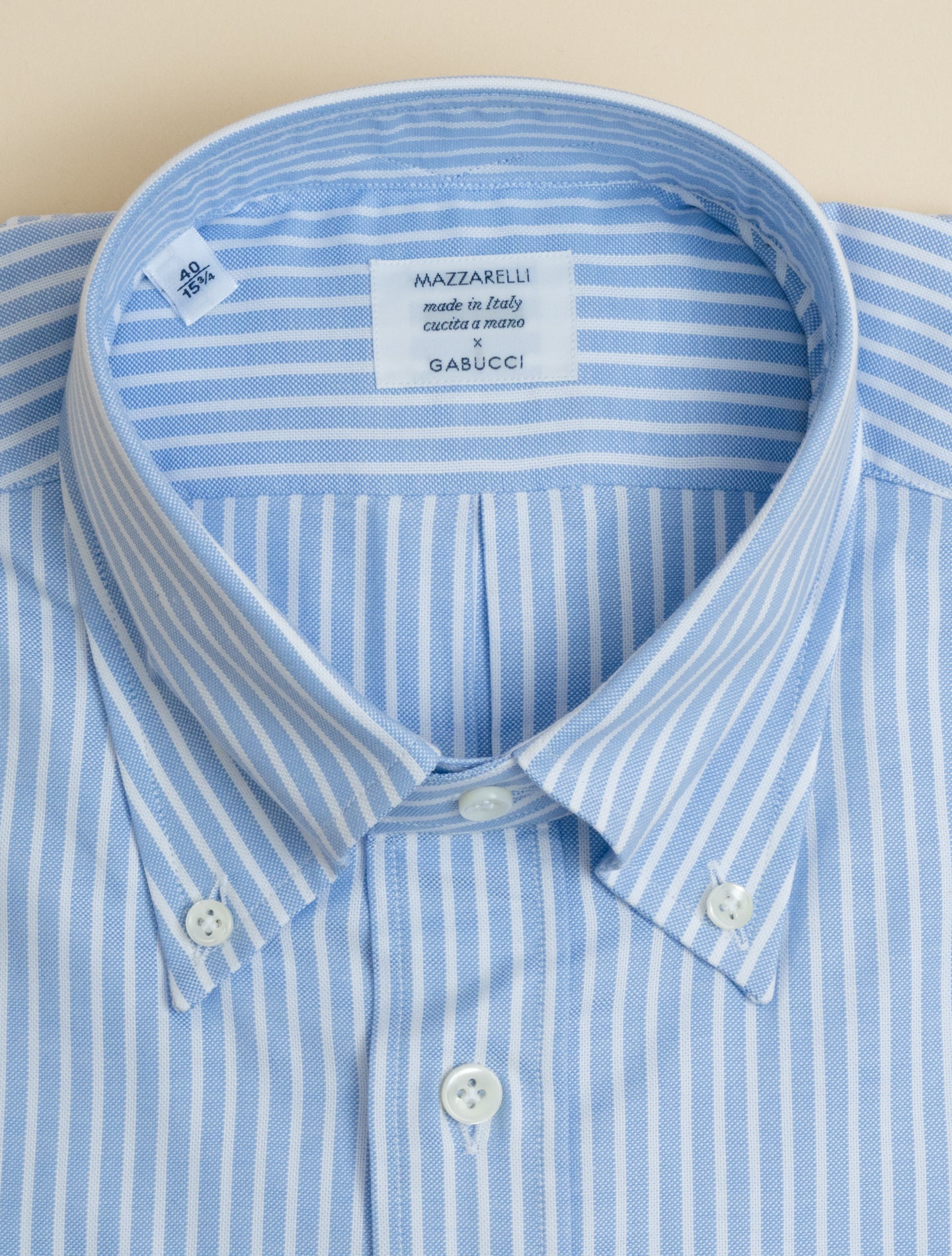 Oxford Reversed Striped IVY Fit Shirts Light Blue Mazzarelli Shirts 38