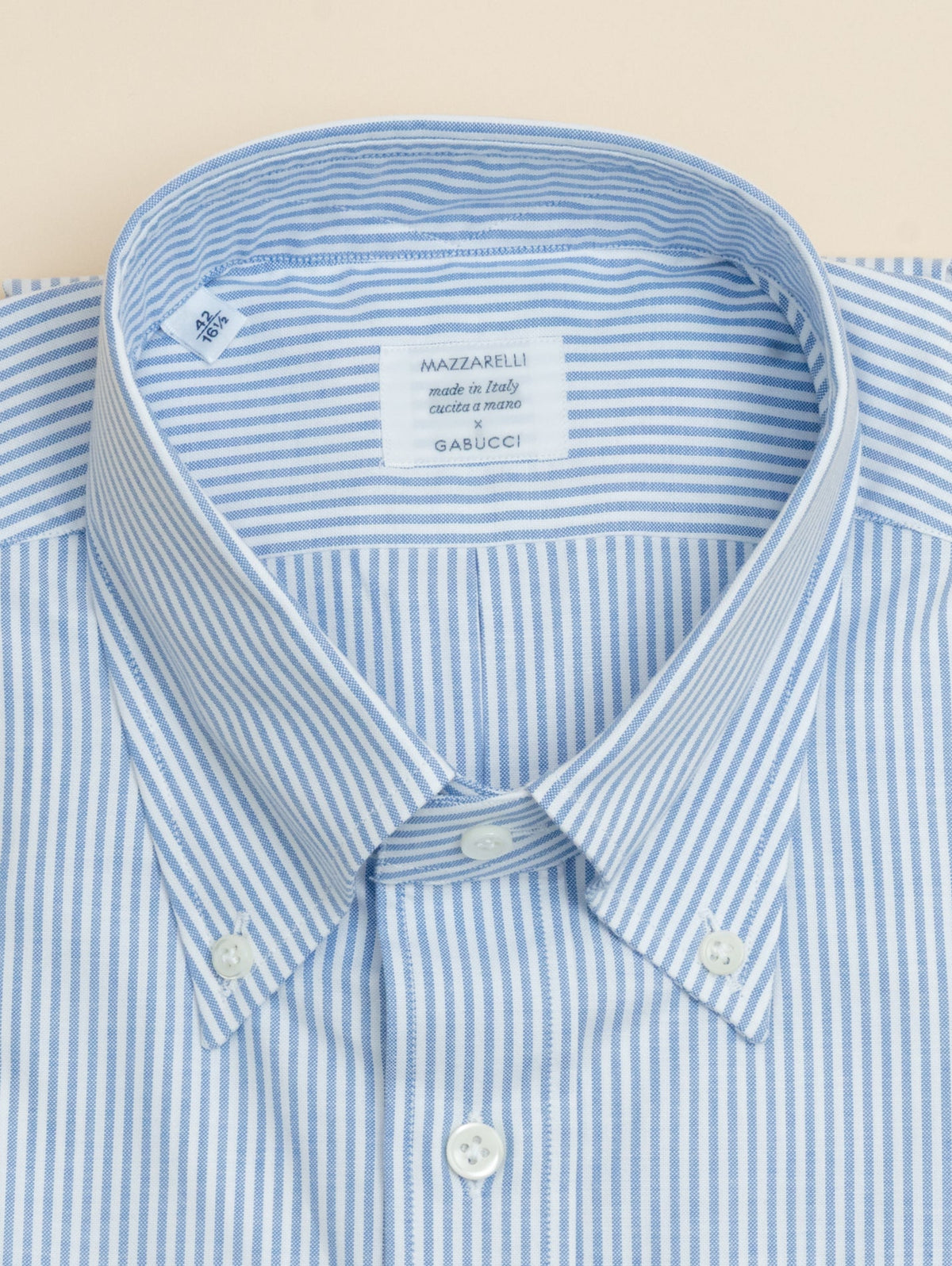 Oxford Striped Ivy Fit Shirt Blue Mazzarelli Shirts 38