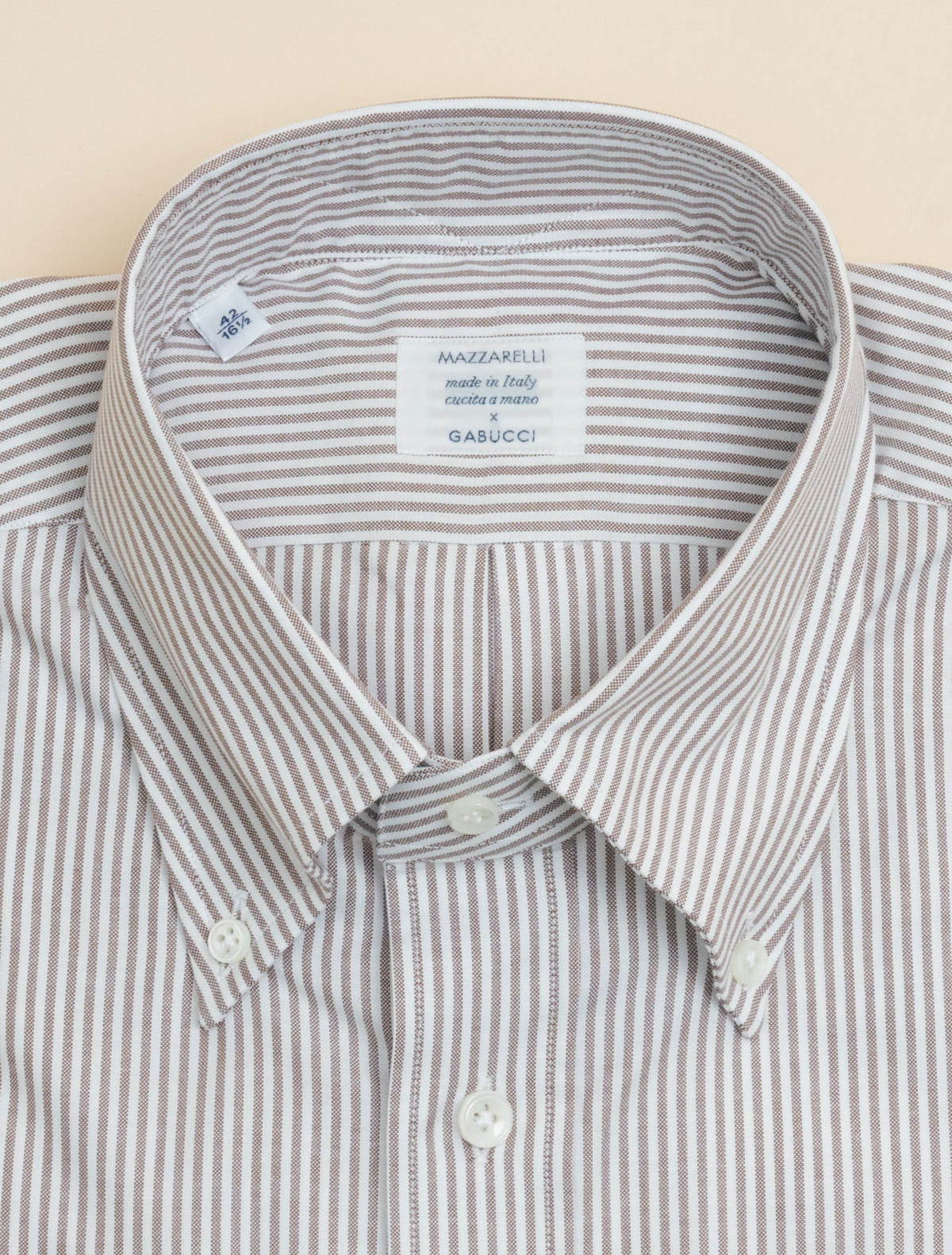 Oxford Striped Ivy Fit Shirt Brown Mazzarelli Shirts 38