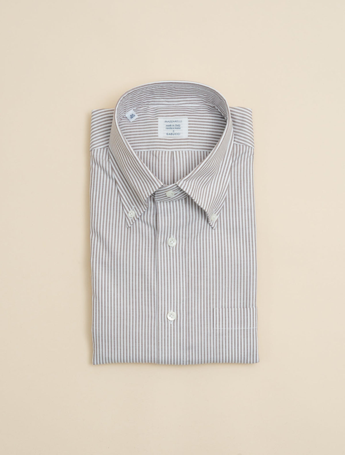 Oxford Striped Ivy Fit Shirt Brown Mazzarelli Shirts 38
