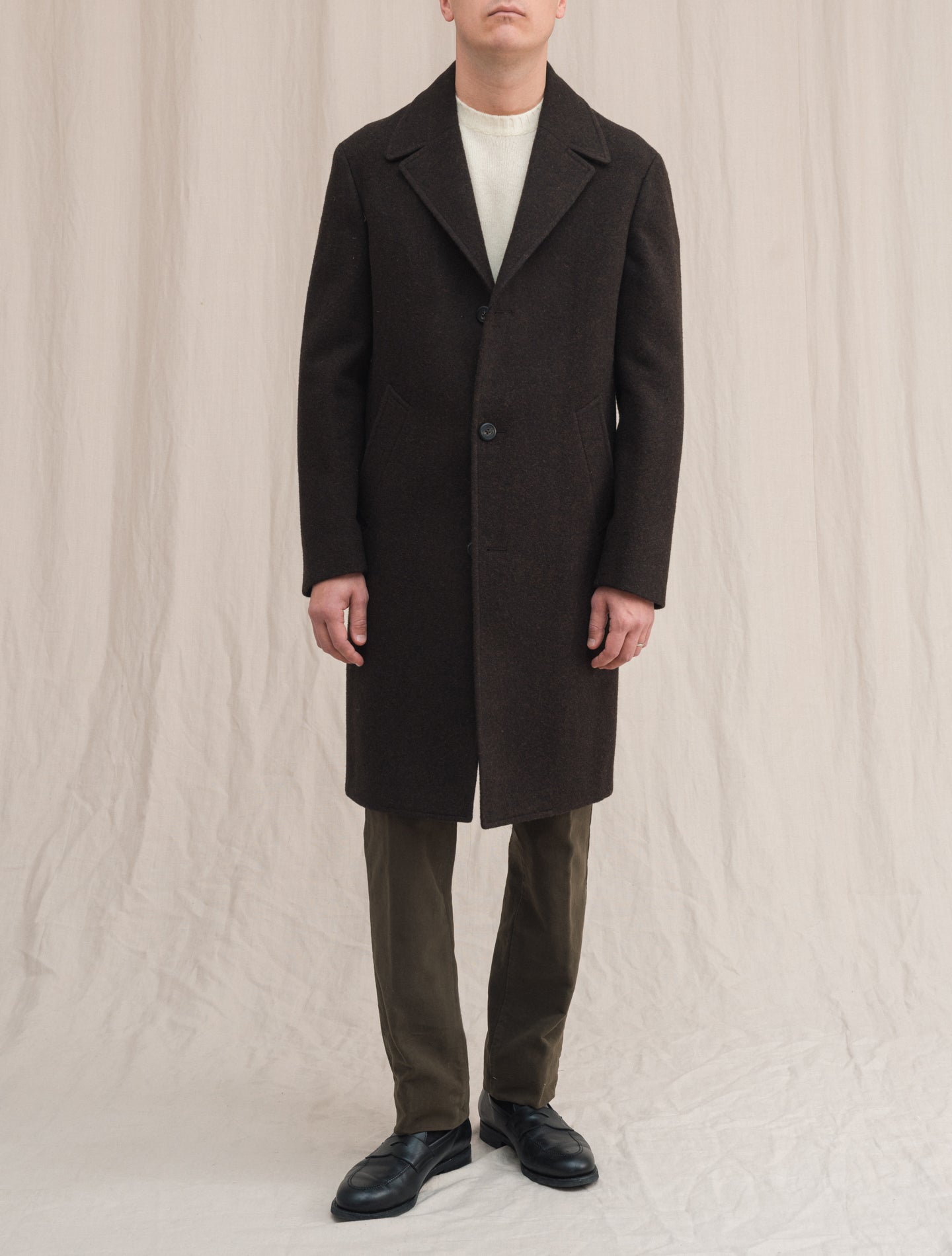 Parigin Shetland Wool Coat Brown | Gabucci