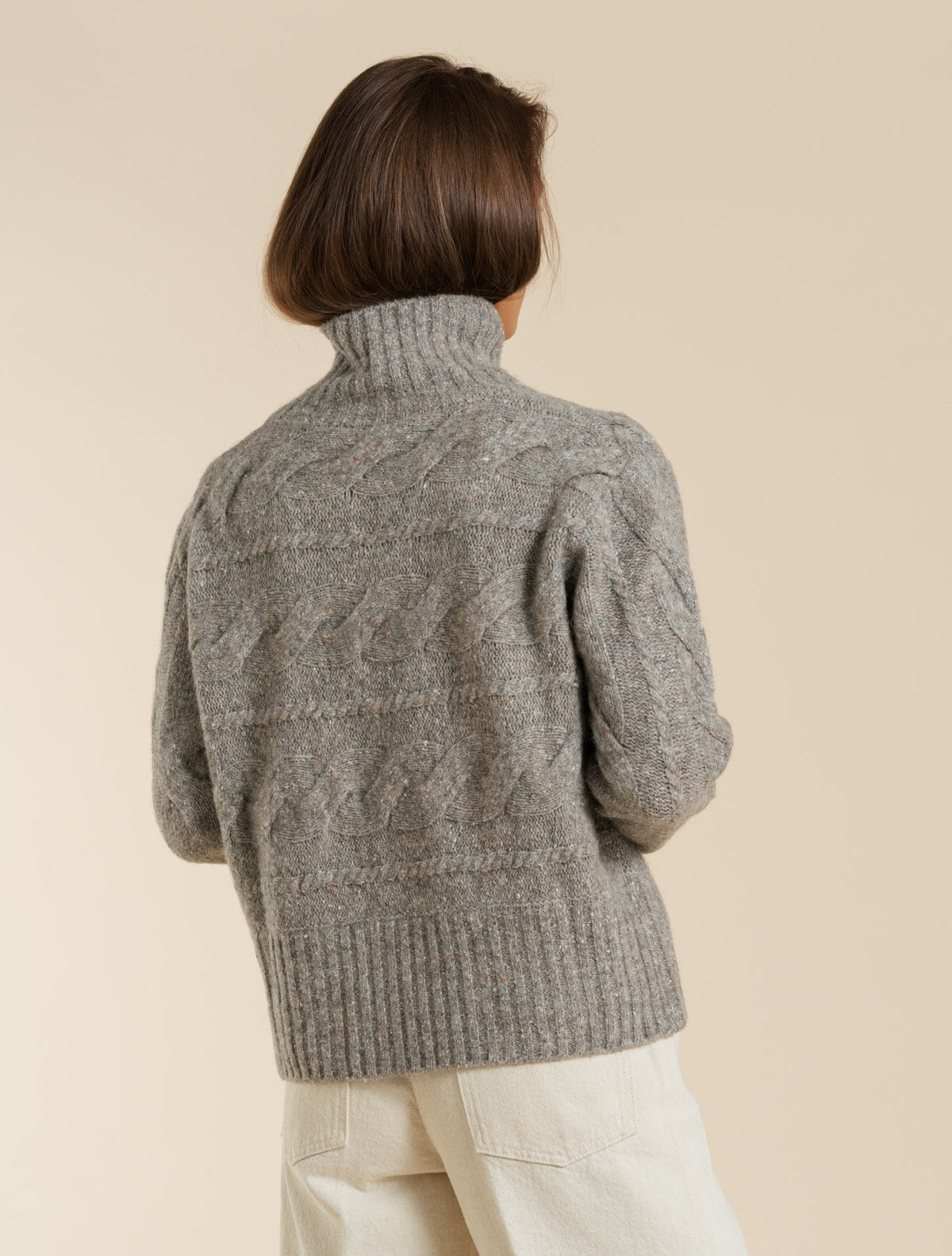 Pattern Knit Alpaca Mix Rollneck Greige Morgano Knitwear IT 40