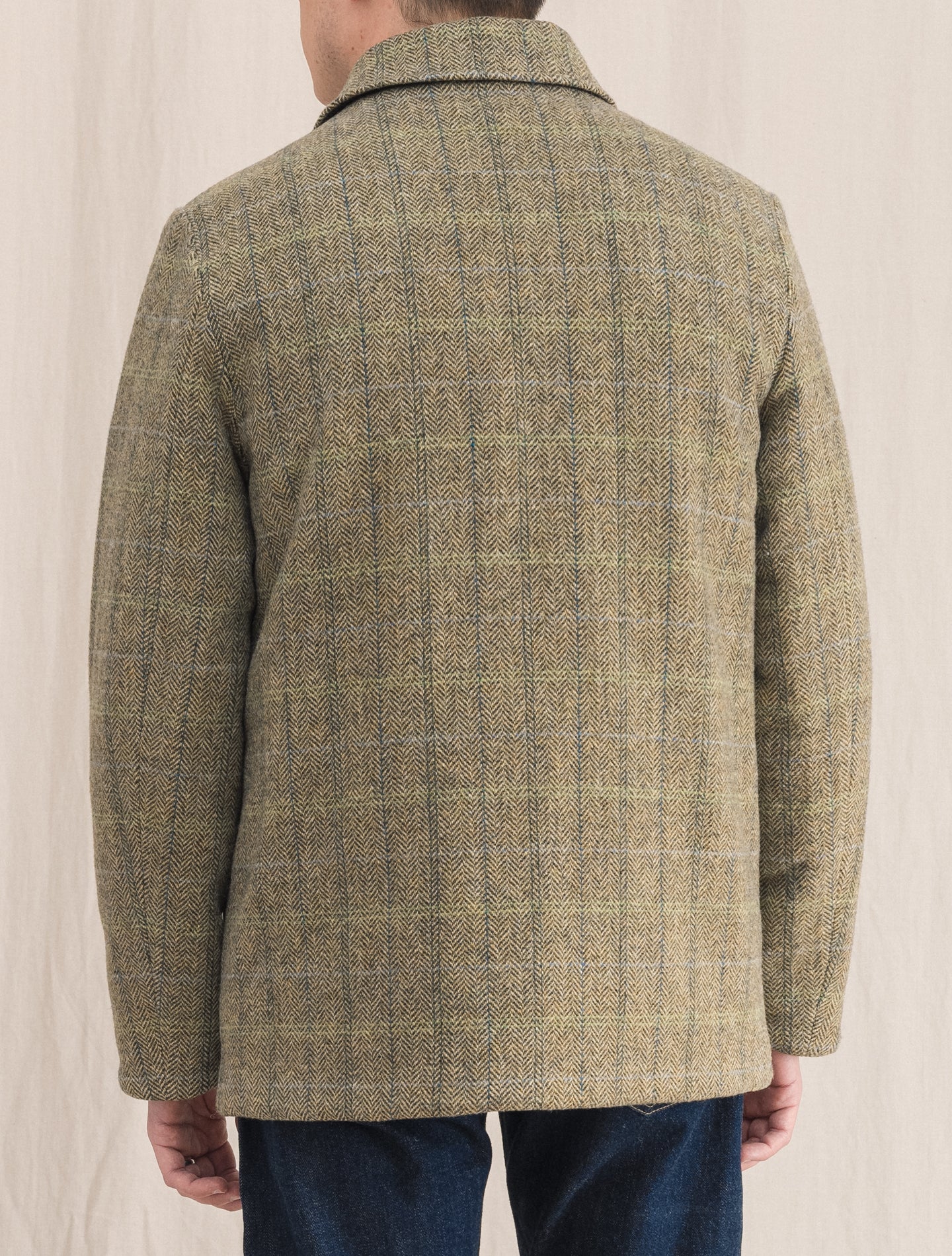 Phil Herringbone Check Wool Jacket Beige | Gabucci