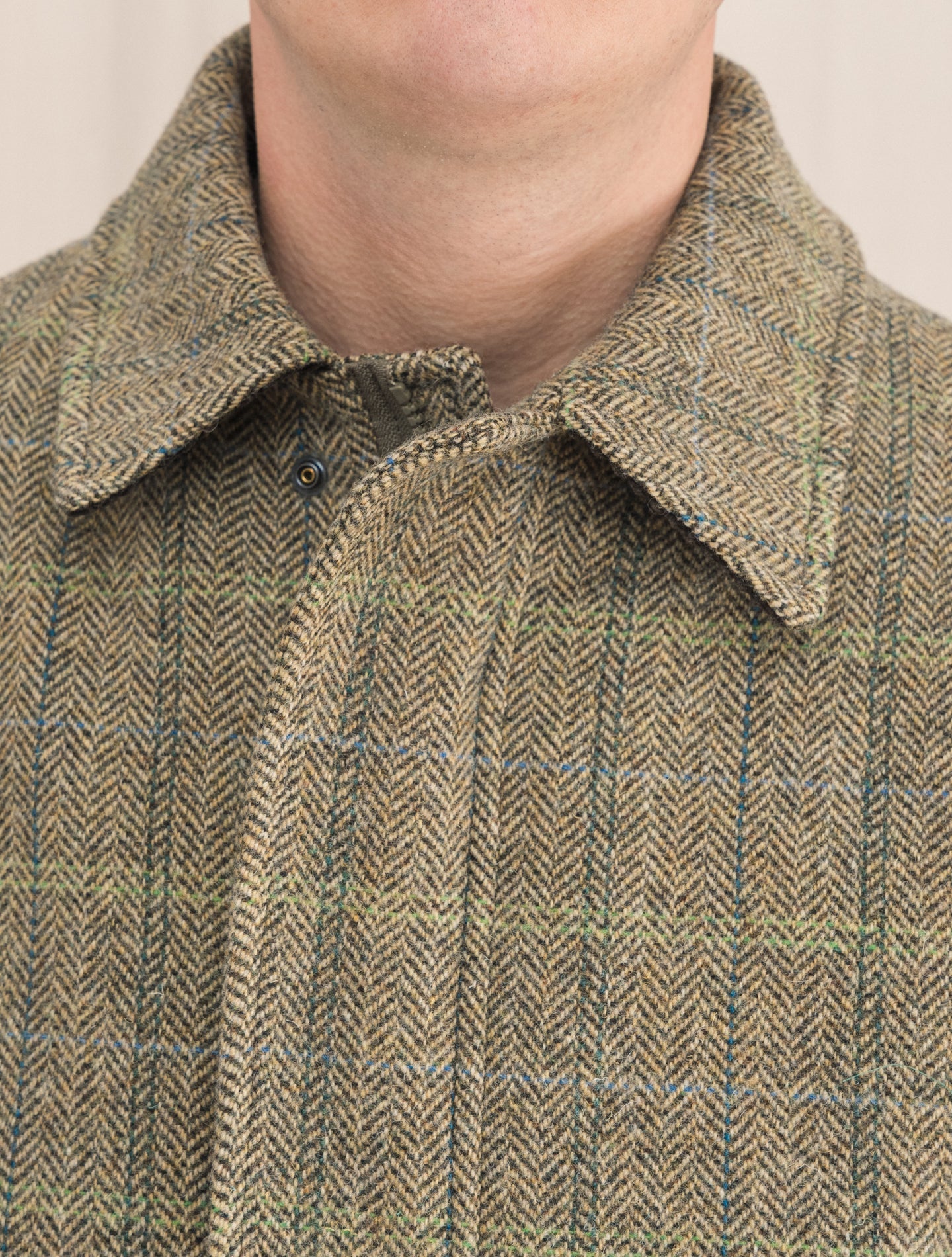 Phil Herringbone Check Wool Jacket Beige | Gabucci