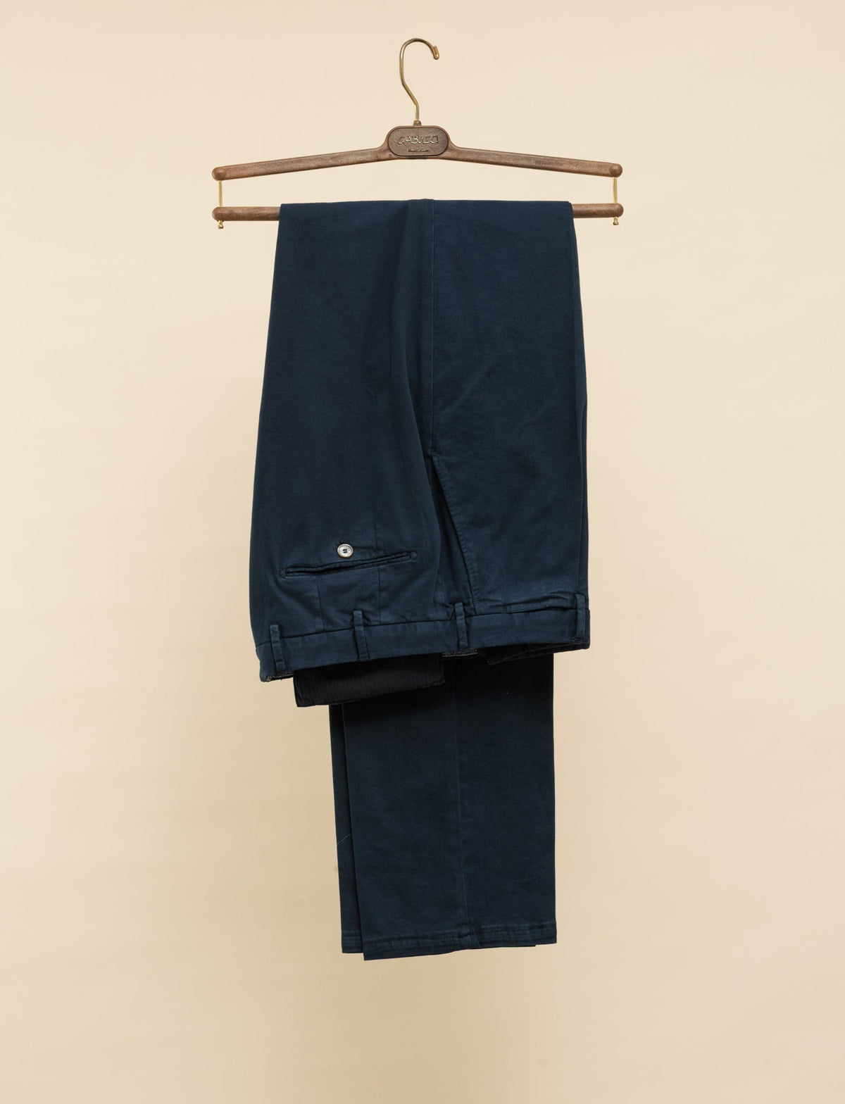 Pleated Cotton Trousers Navy Santaniello Trousers 46