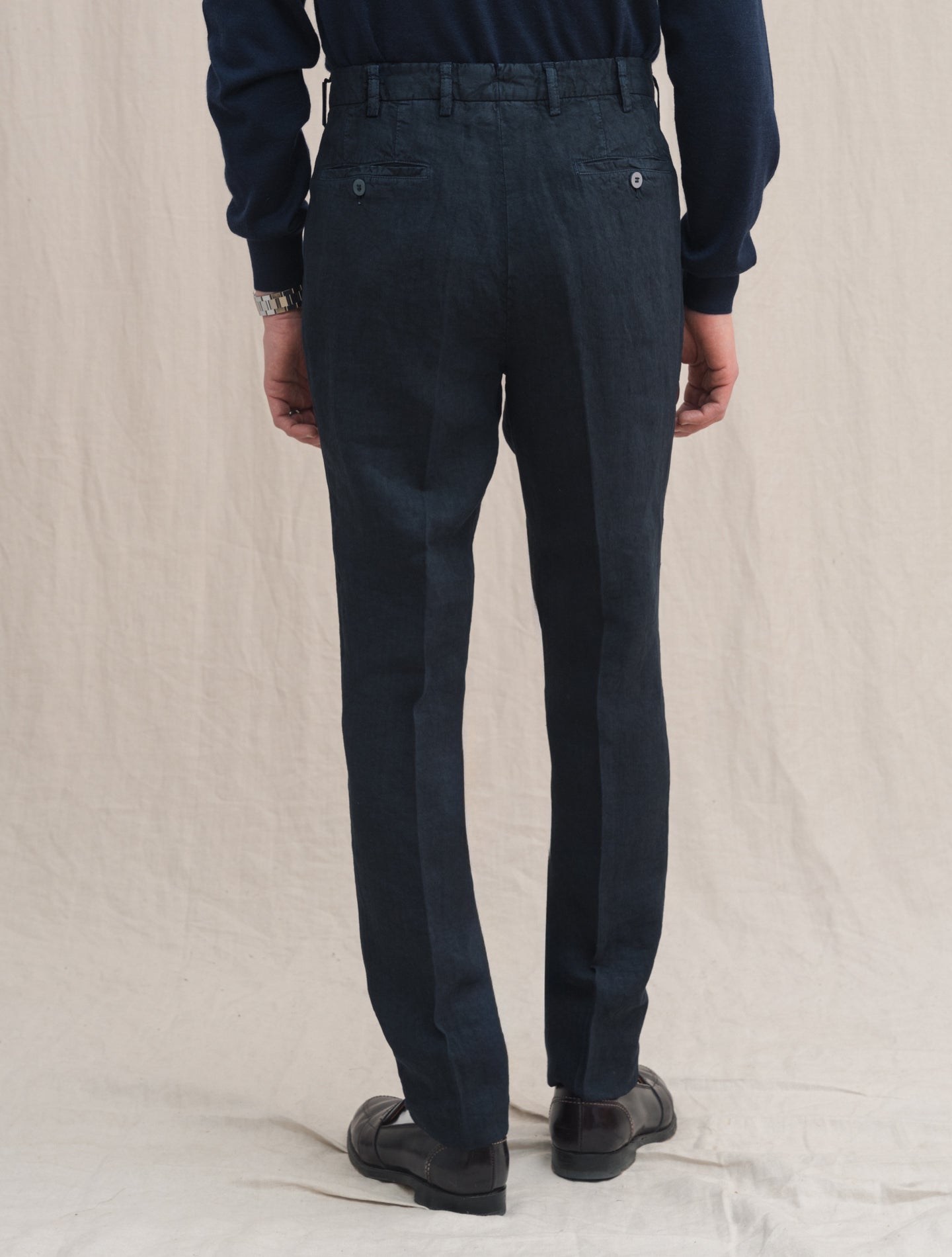 Pleated Linen Trousers Navy Rota Trousers 46