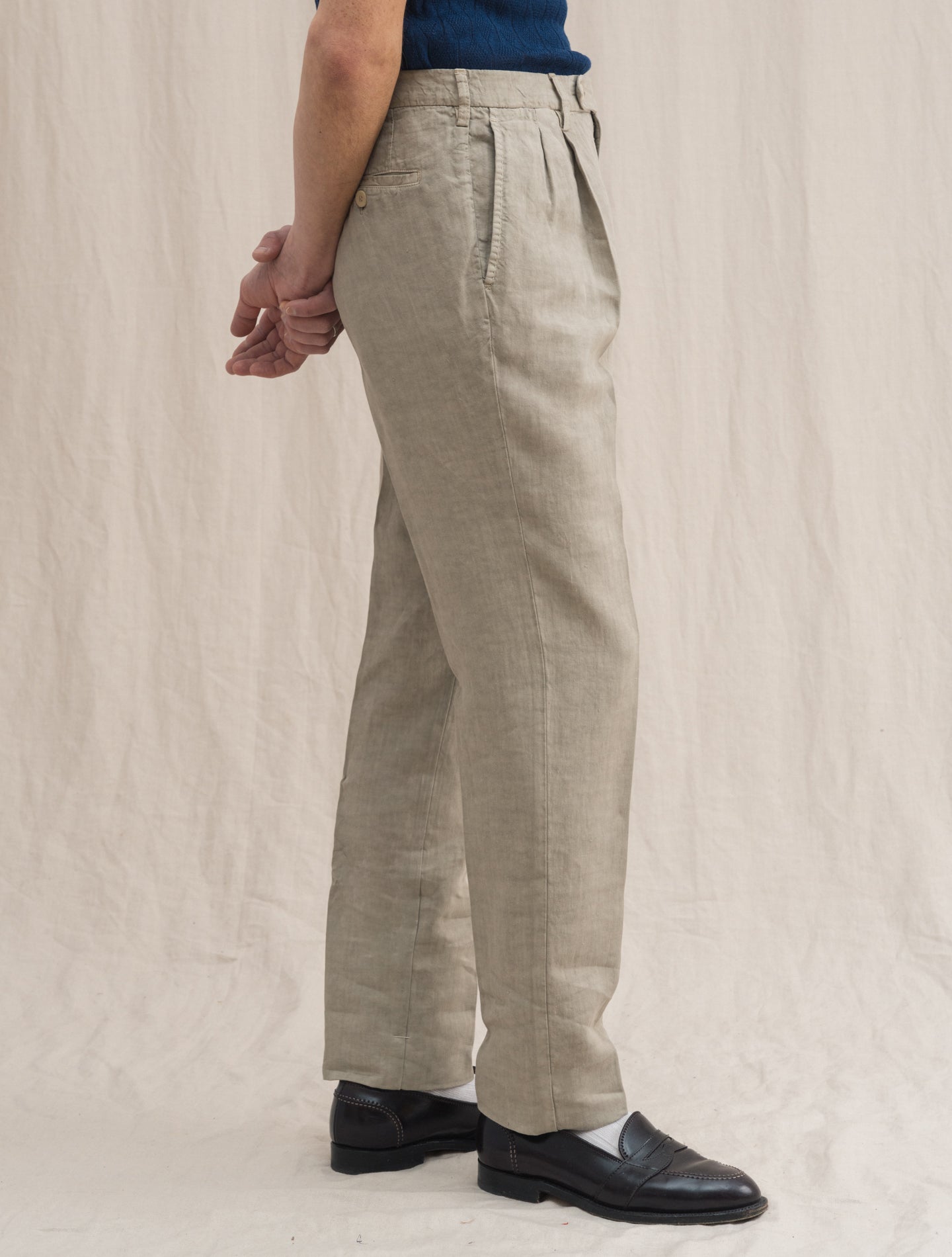 Pleated Linen Trousers Sand Rota Trousers 46