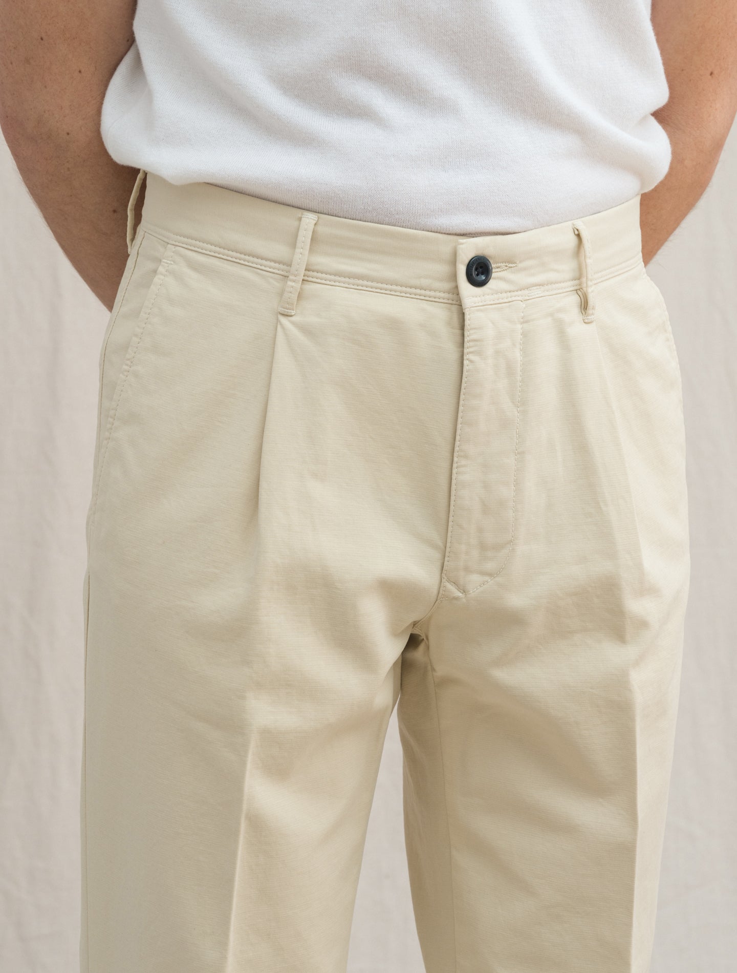 Pleated Slacks Tapered Fit Trousers Cream Incotex Trousers 31