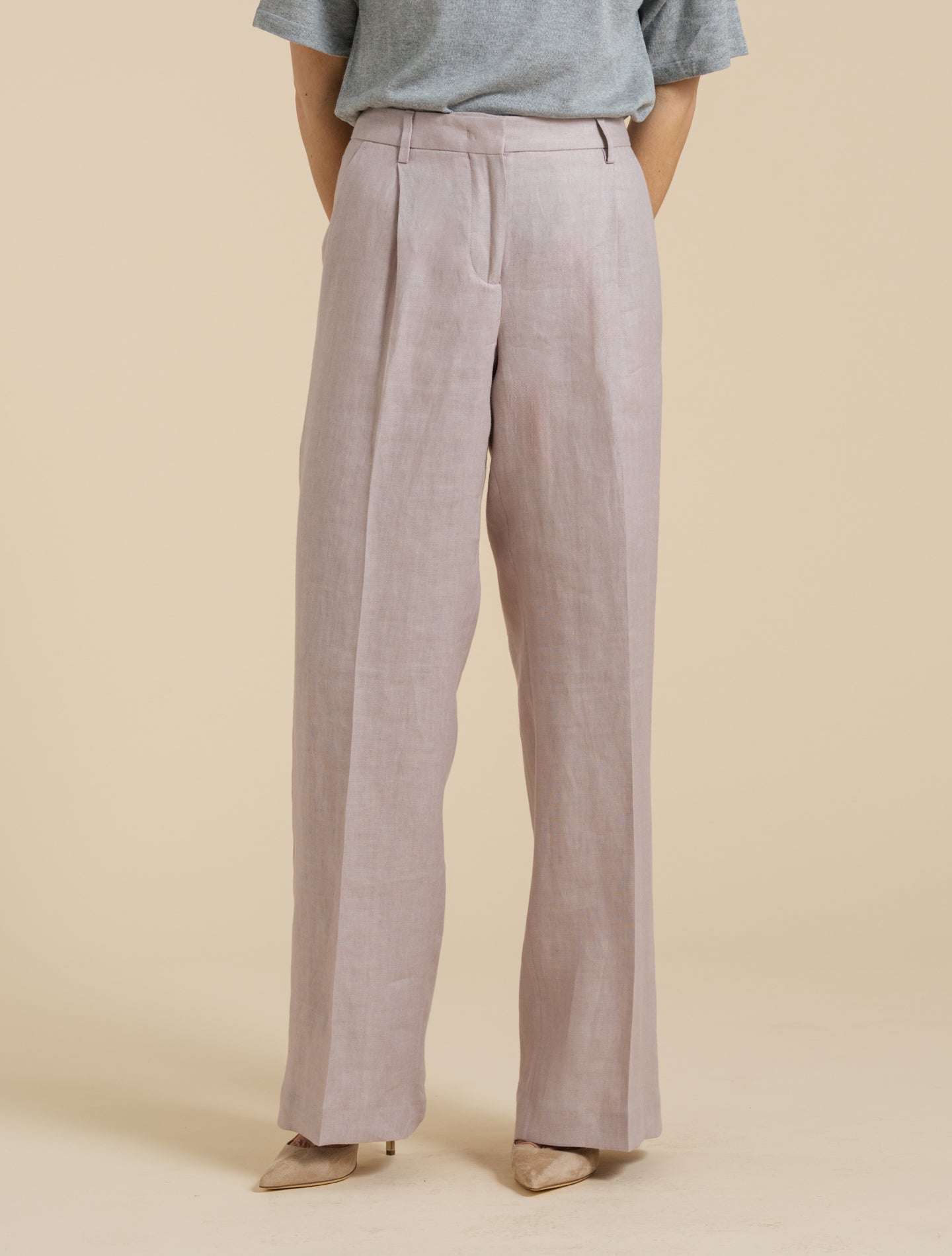 Pleated Straight Leg Trousers Pink Lardini Trousers IT 40