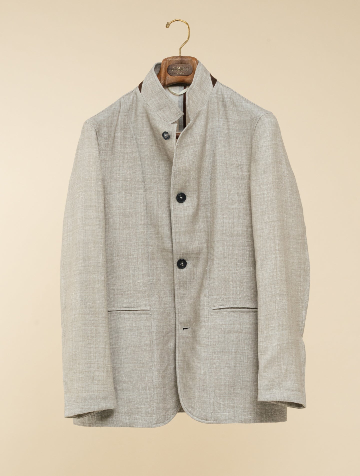 Poggio Textured Linen Wool Jacket Beige Manto Outerwear 48
