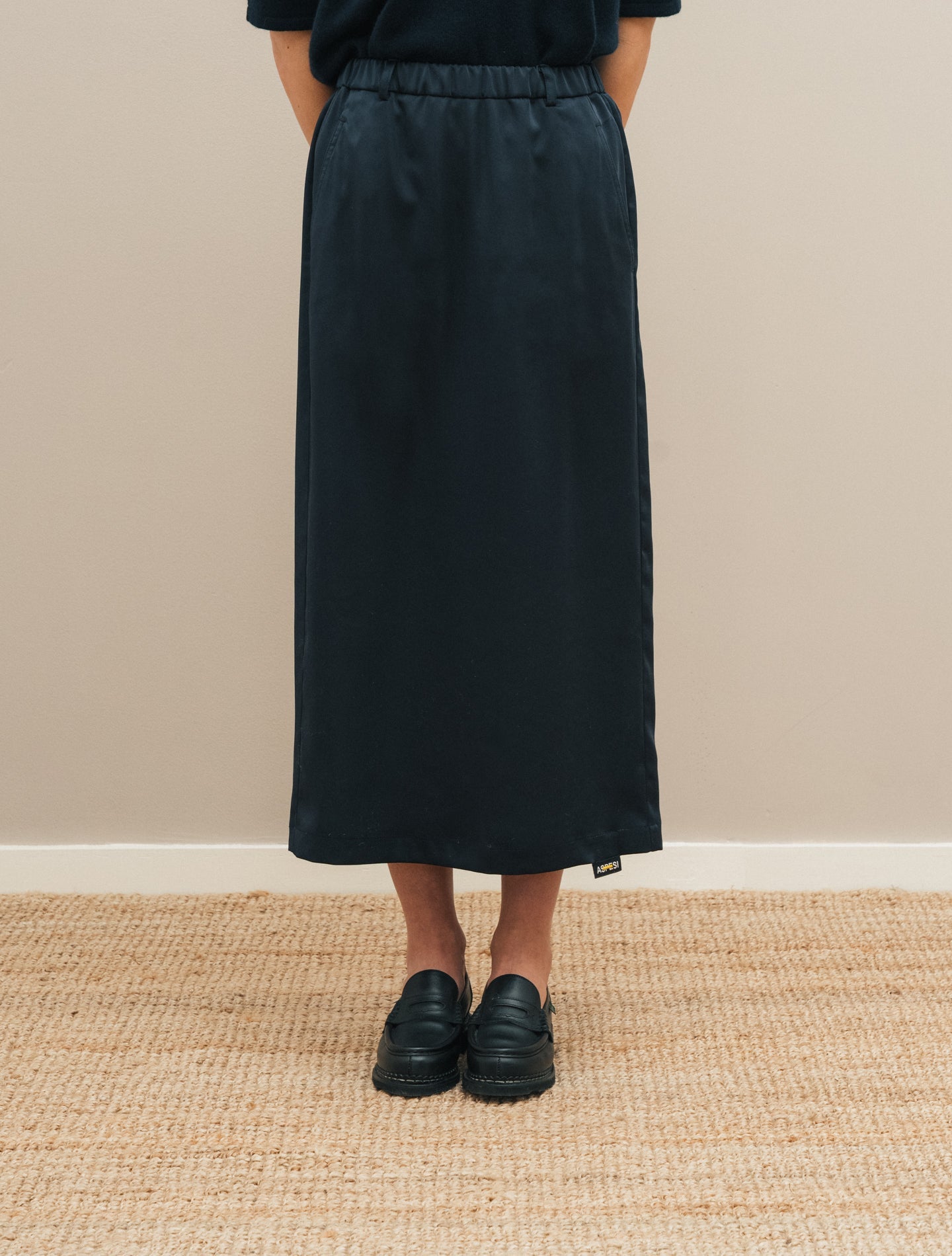 Polyester Satin Skirt Navy Aspesi Skirts IT 40