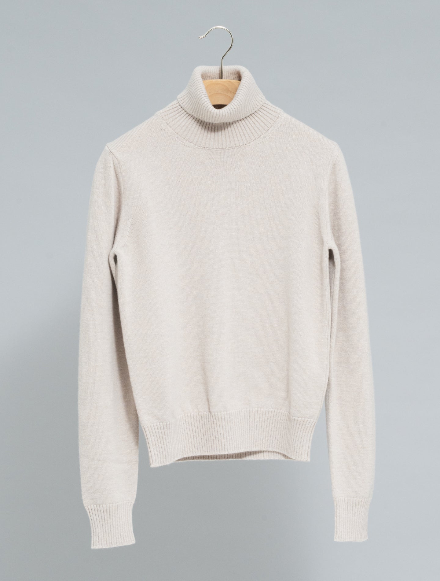 Pure Virgin Wool Rollneck Sweater Greige Lardini Knitwear S