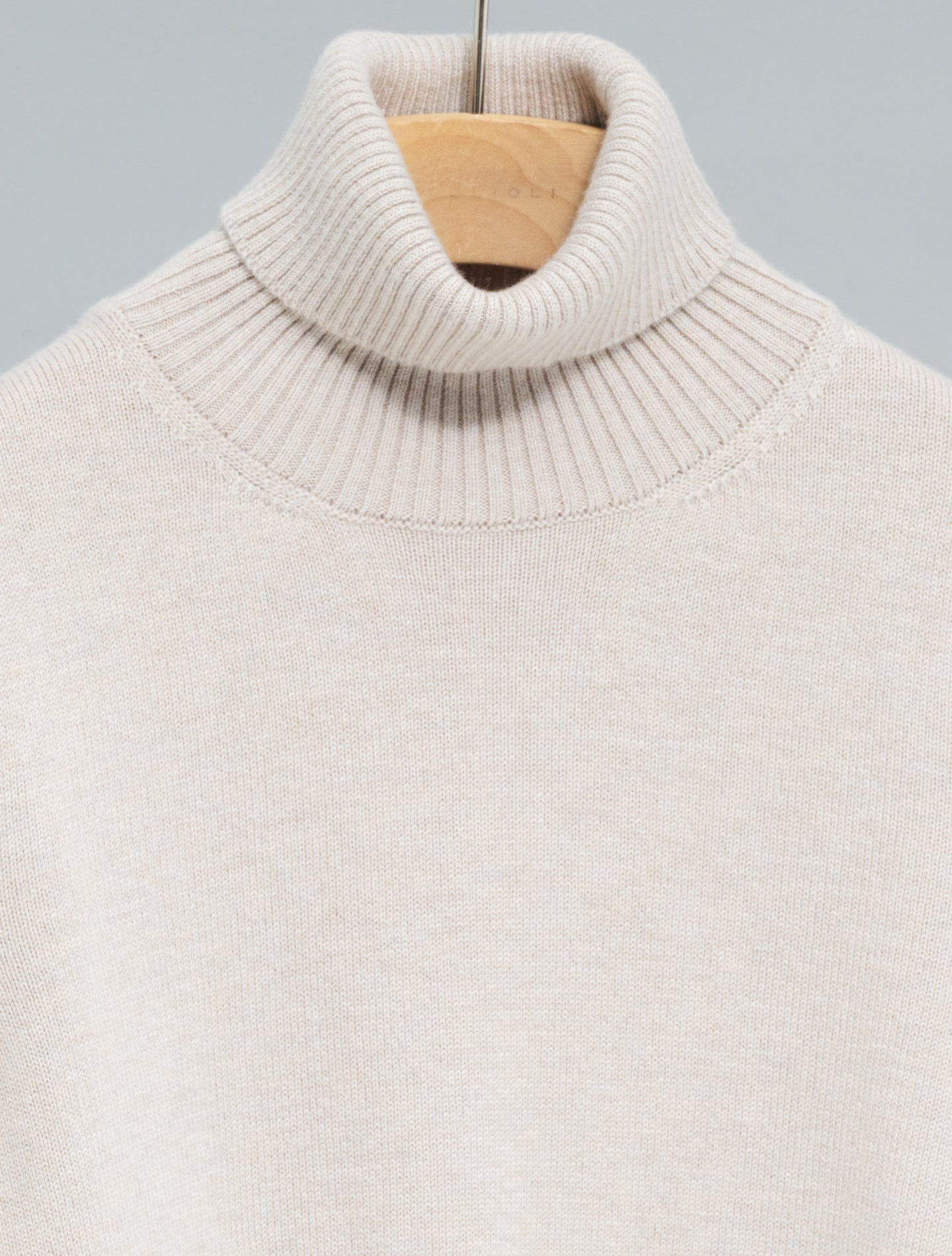 Pure Virgin Wool Rollneck Sweater Greige Lardini Knitwear S