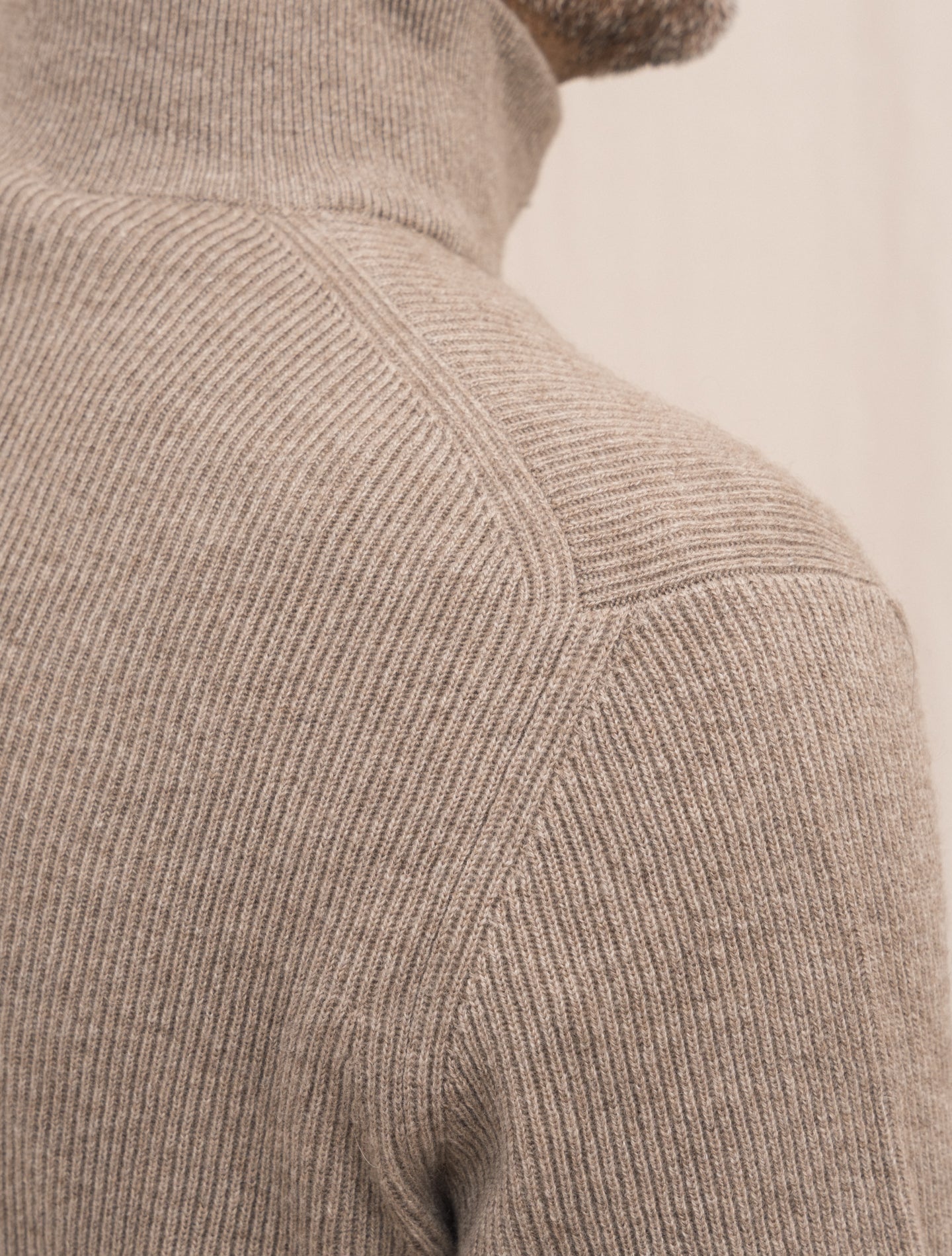 Puro Filo Cashmere Ribbed 1/4 Zip - Gabucci 30 Light Brown Fioroni Knitwear Gabucci