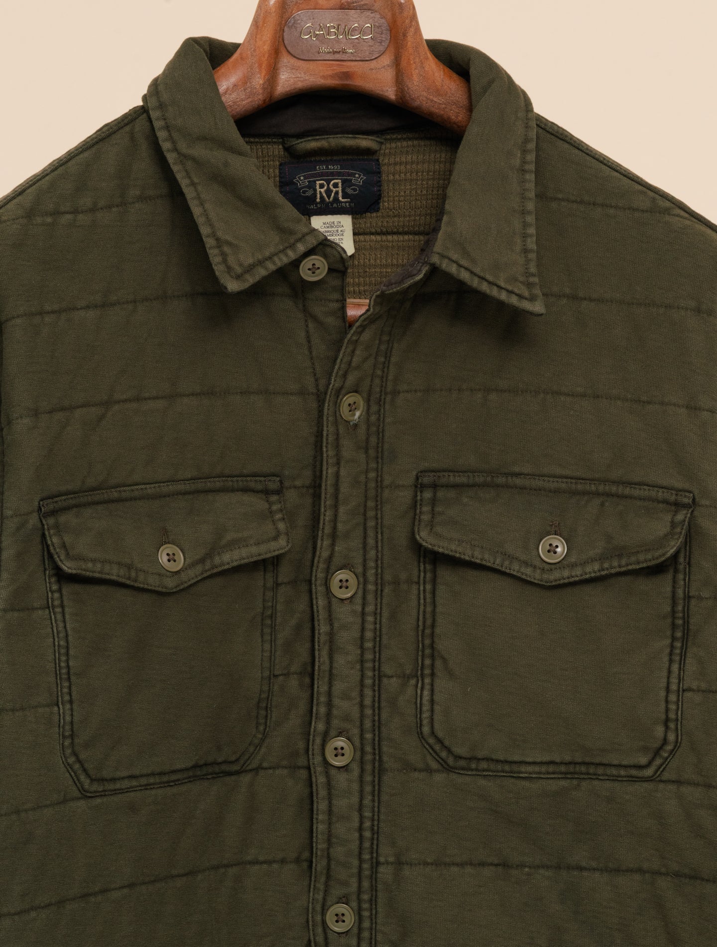 Quilted Jersey Overshirt Olive Drab RRL Outerwear M