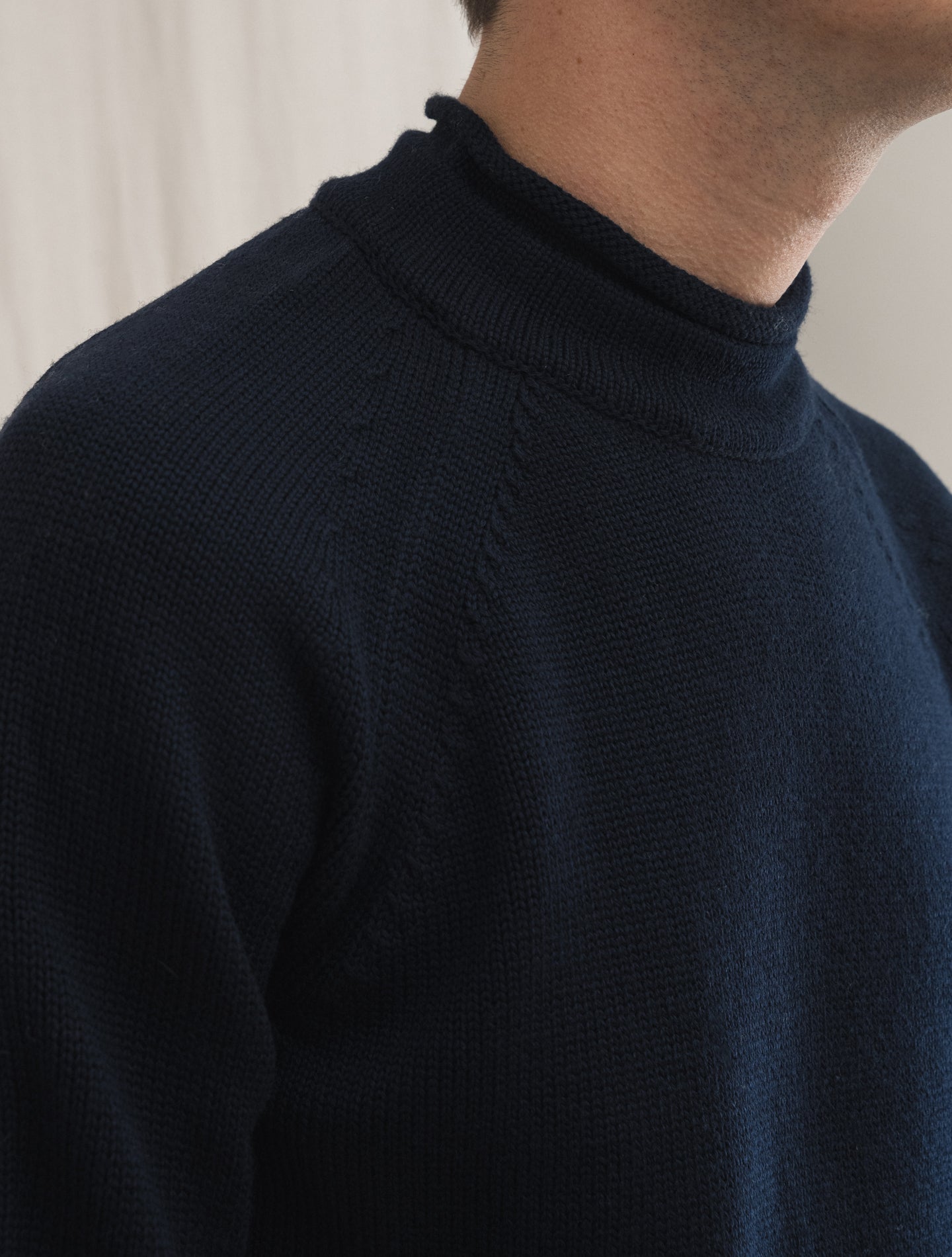 Raglan Wool Mockneck Navy Zanone Knitwear 46