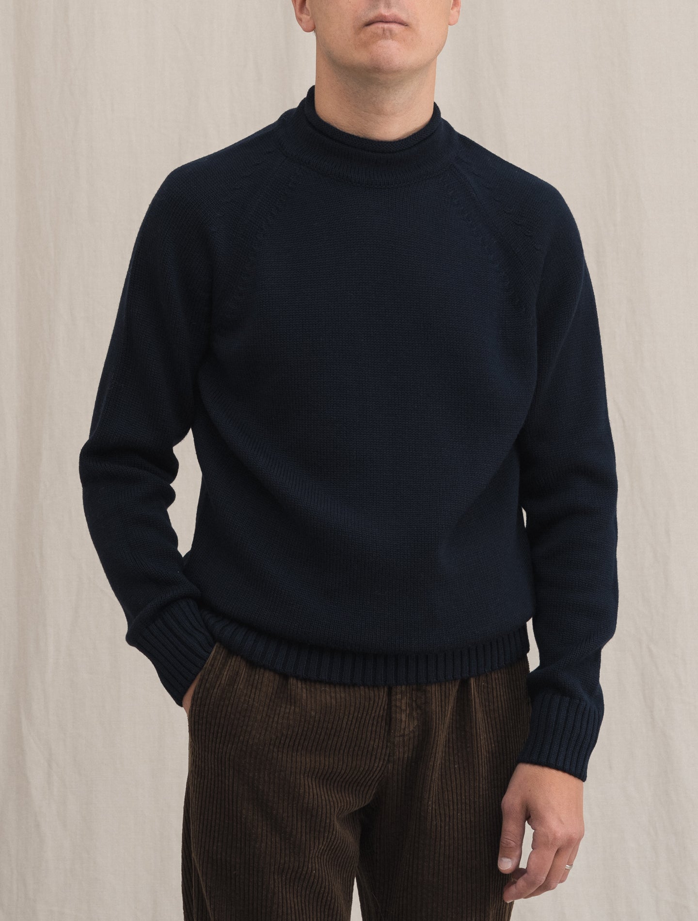 Raglan Wool Mockneck Navy Zanone Knitwear 46