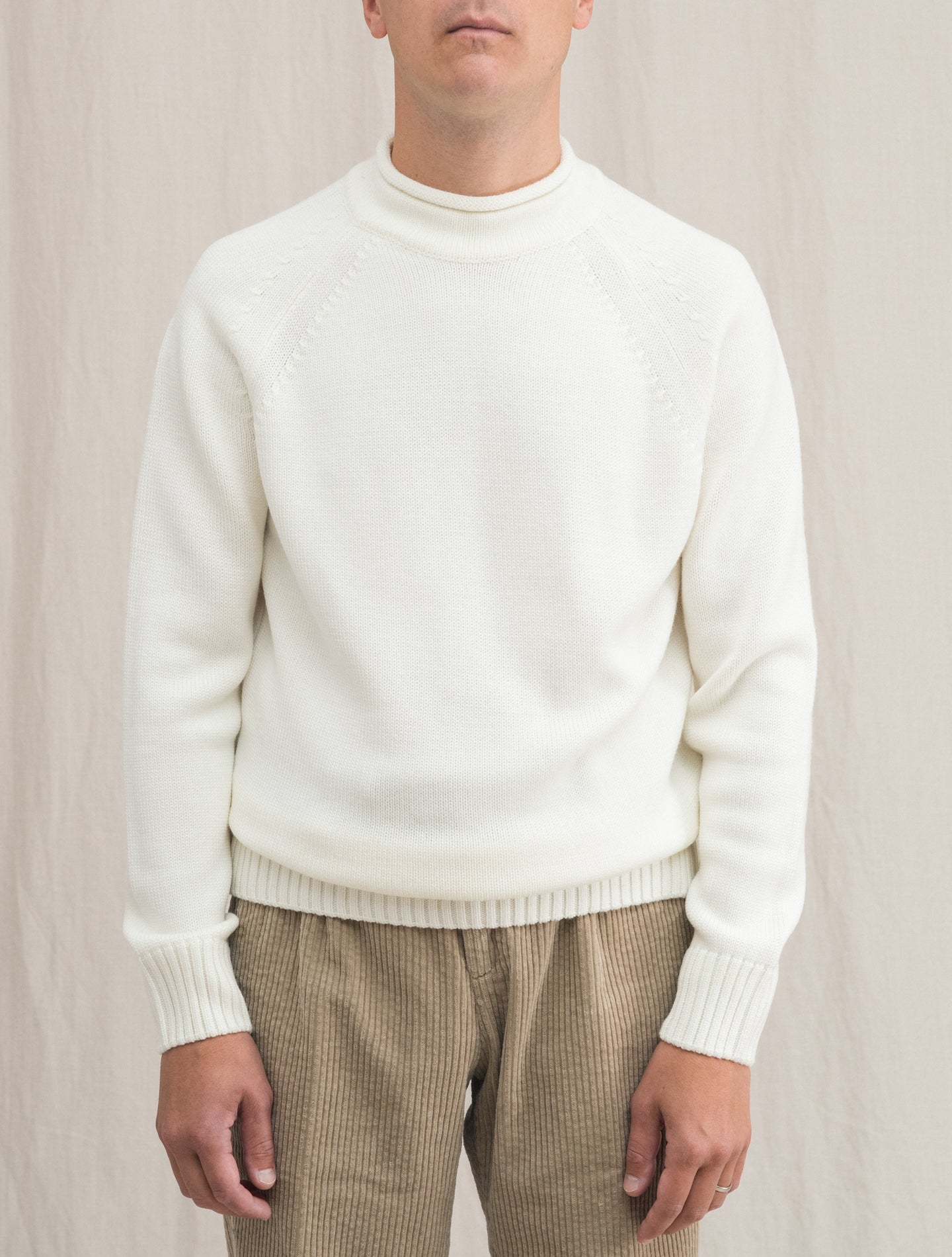 Raglan Wool Mockneck Off White Zanone Knitwear 46