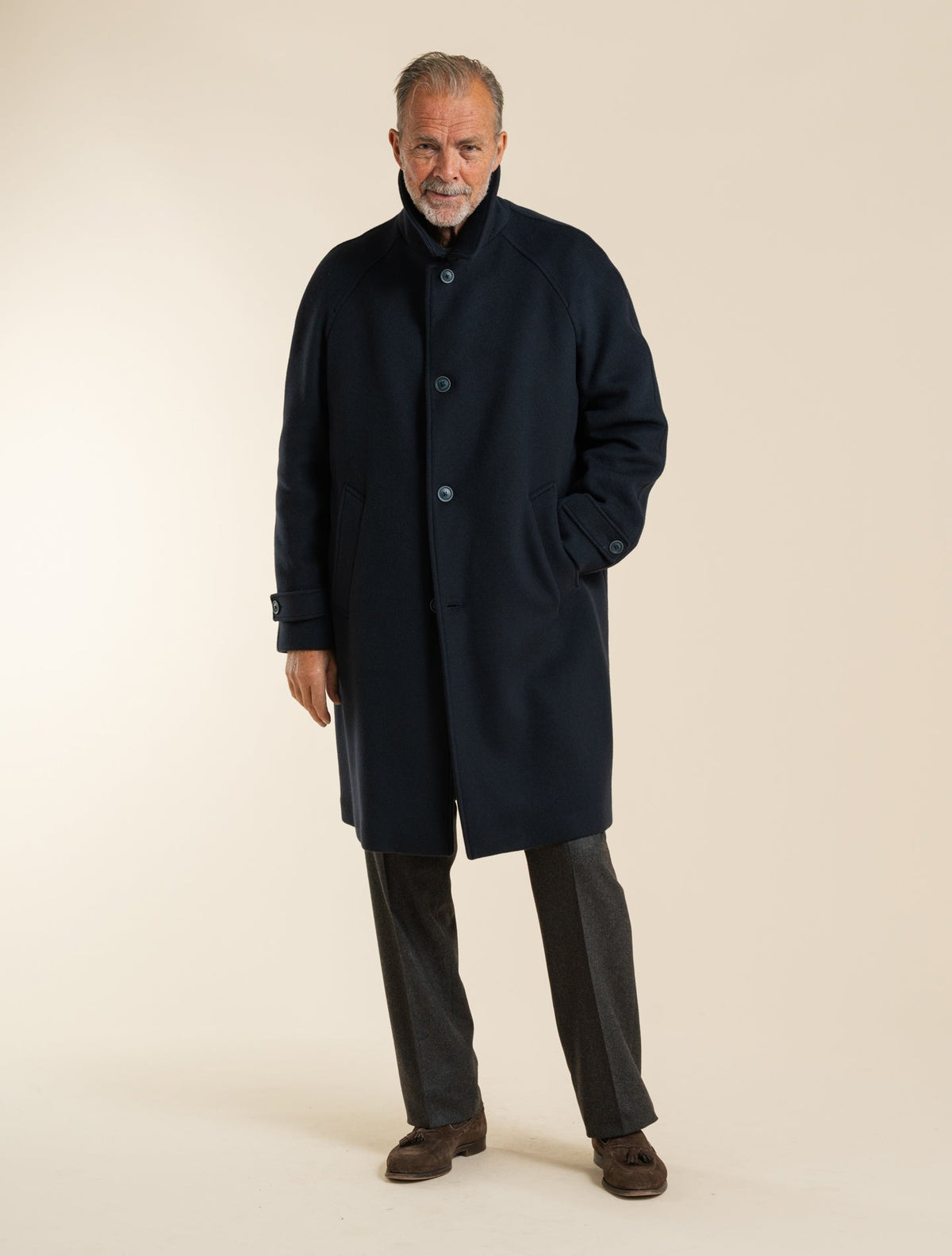 Raglan Wool Twill Coat Navy Herno Outerwear 48