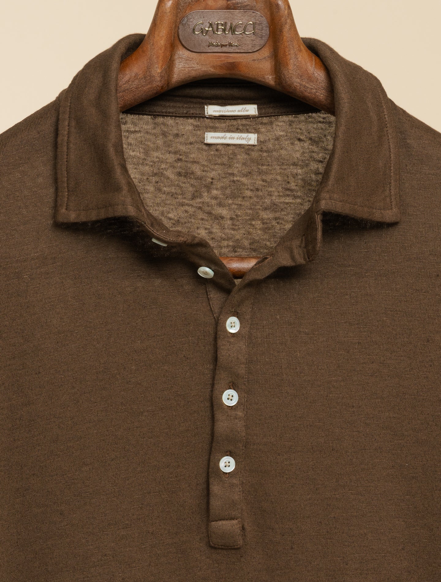 Raya Cotton Linen Polo Shirt Wood Massimo Alba Polo shirts M