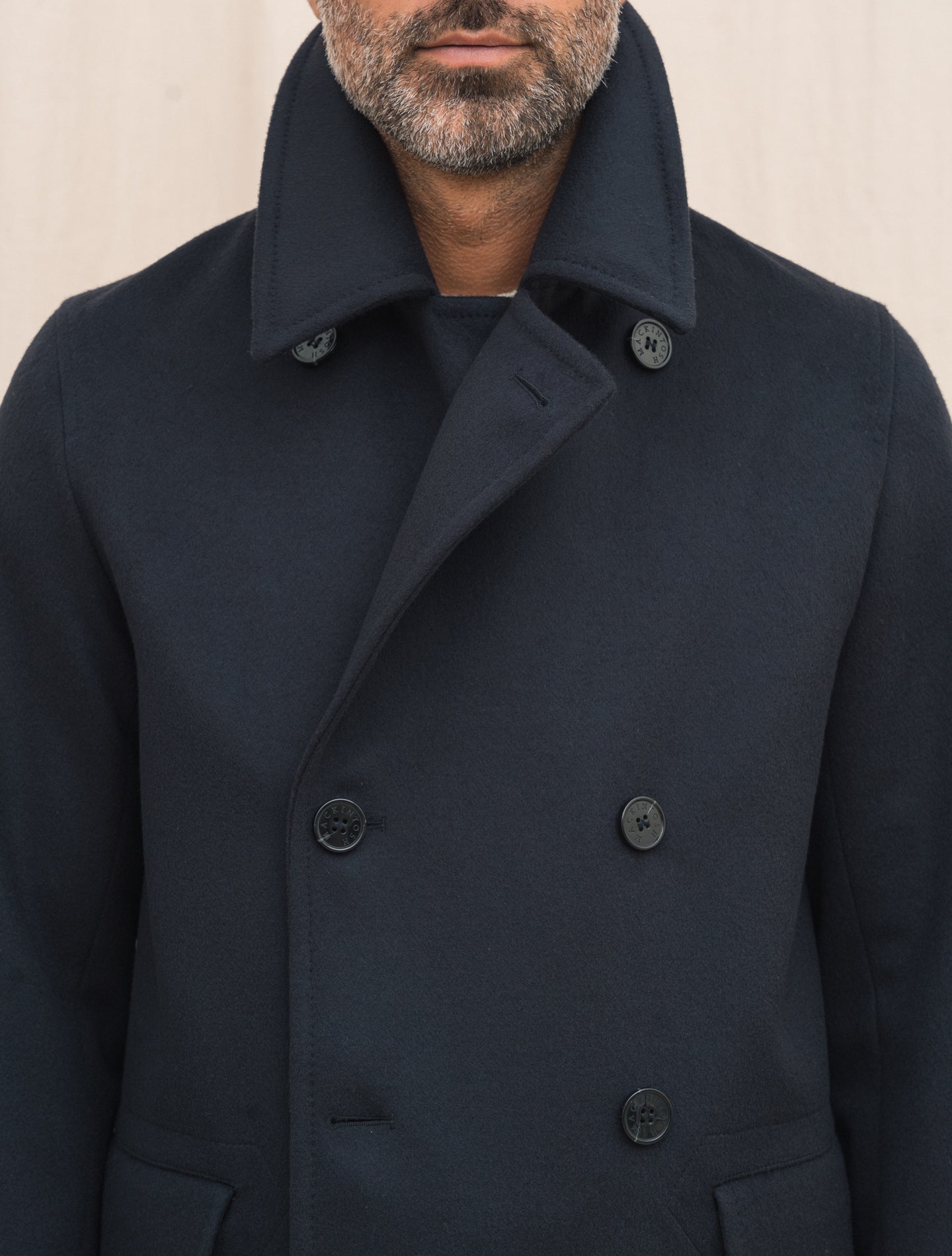 Redford Double Breasted Wool Coat Navy Mackintosh Outerwear Gabucci