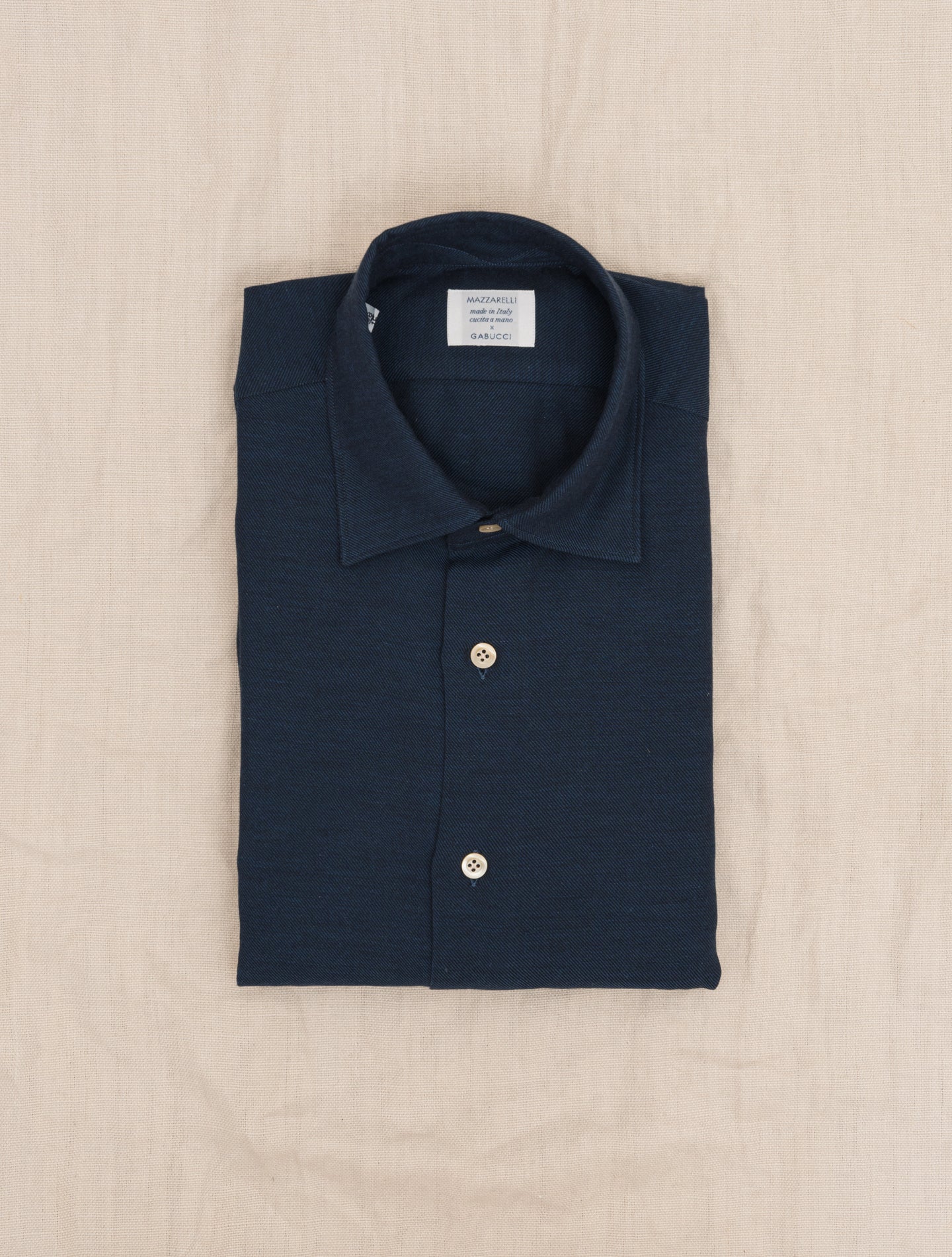 Relaxed Fit Cotton Cashmere Shirt Navy Mazzarelli Shirts 38