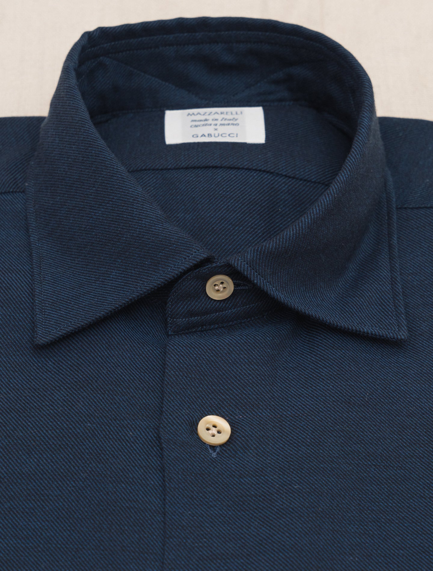 Relaxed Fit Cotton Cashmere Shirt Navy Mazzarelli Shirts 38