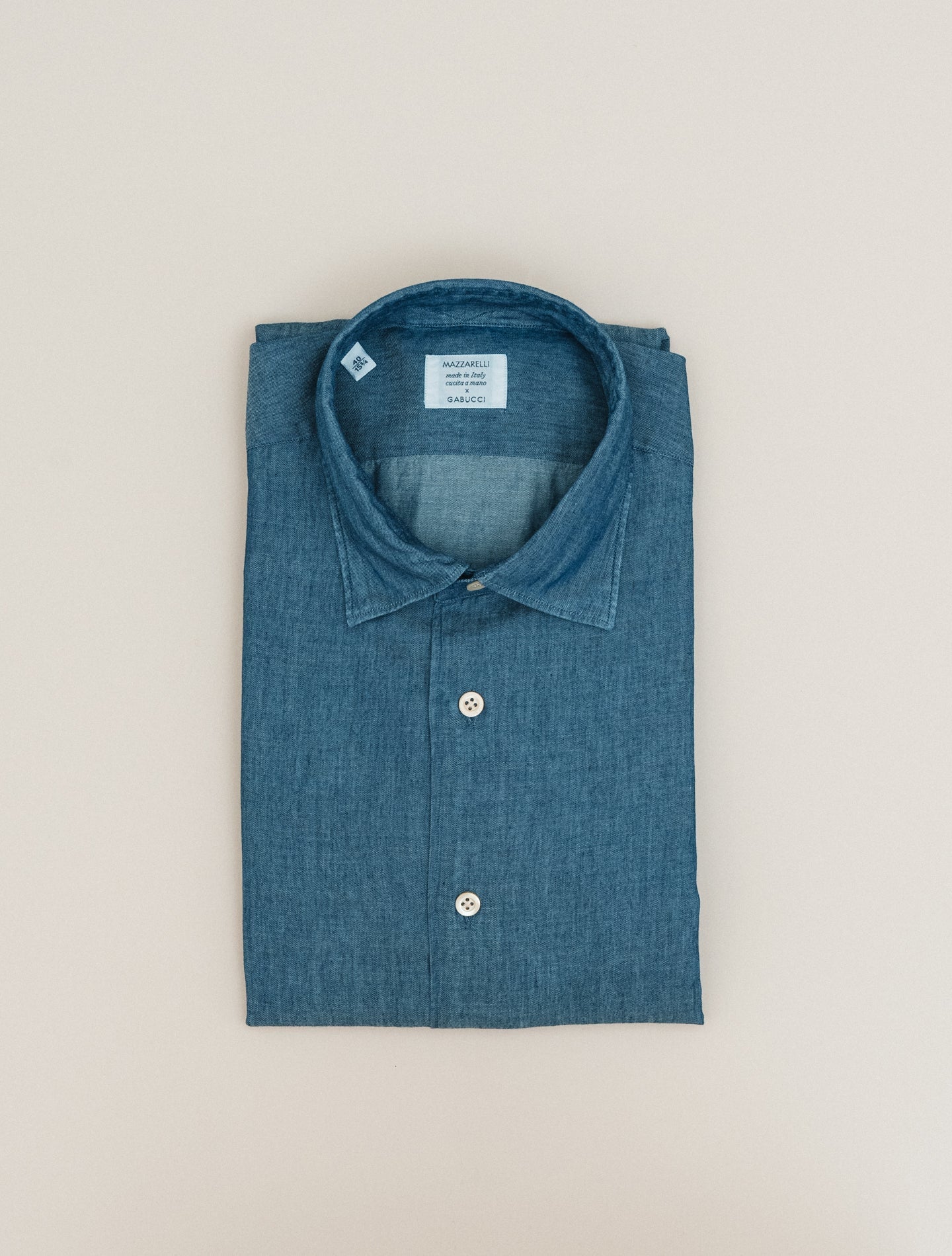 Relaxed Fit Cotton Shirt Dark Denim Mazzarelli Shirts 39