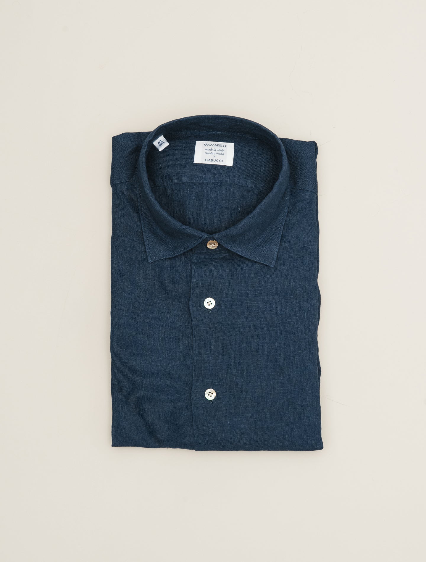 Relaxed Fit Linen Shirt Navy Mazzarelli Shirts 39