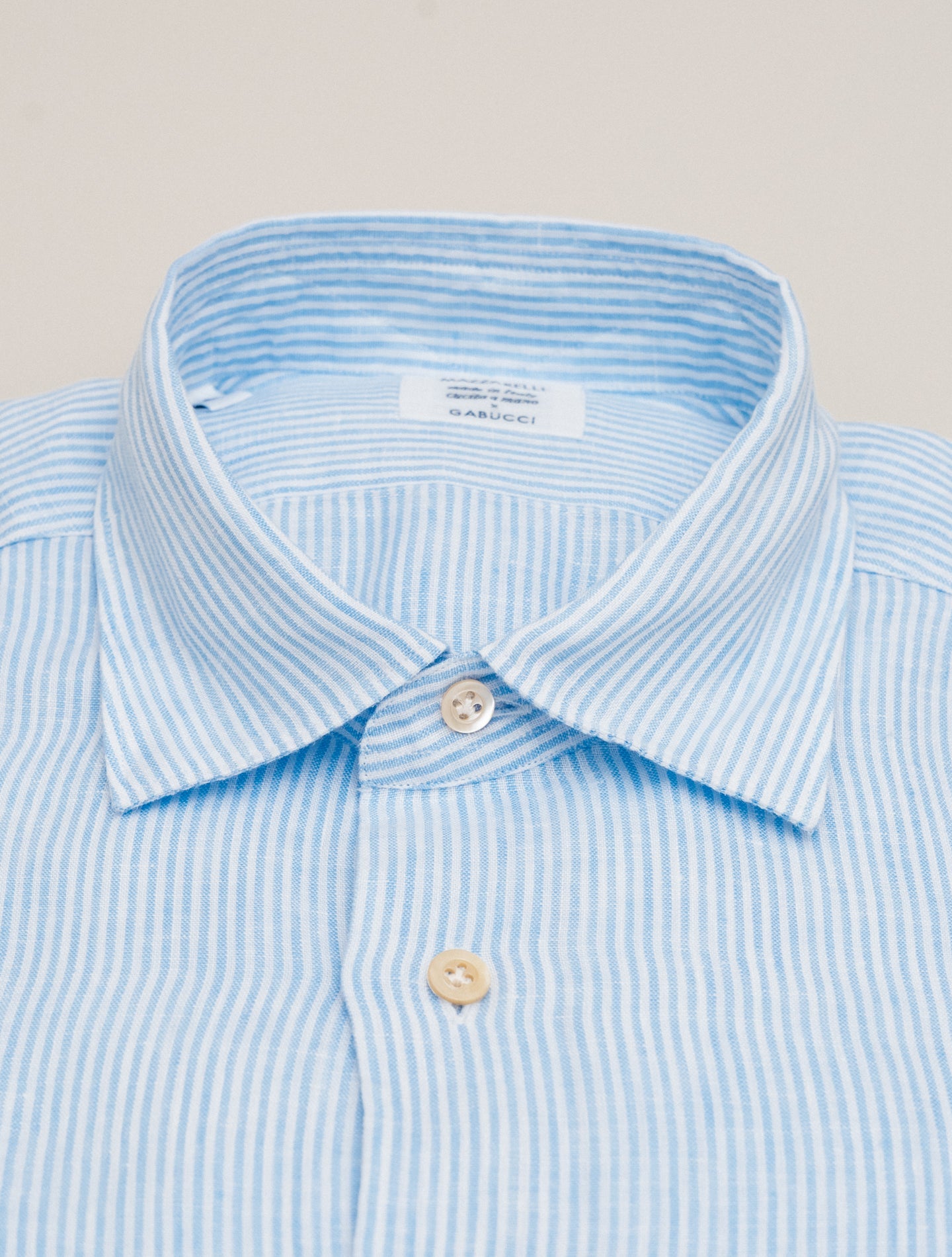 Relaxed Fit Striped Linen Shirt Light Blue Mazzarelli Shirts 39