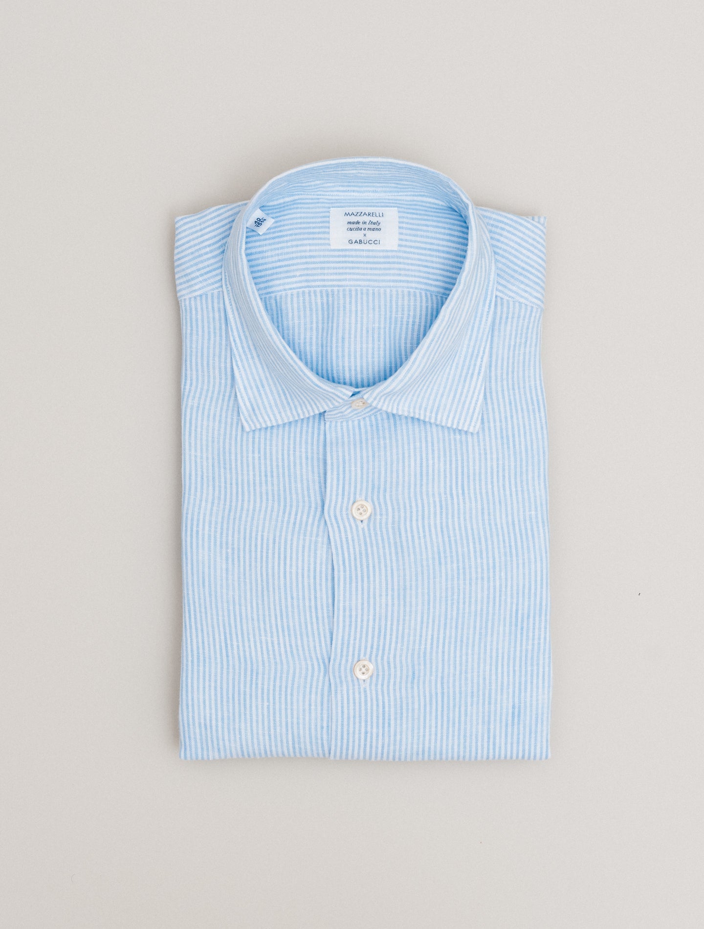 Relaxed Fit Striped Linen Shirt Light Blue Mazzarelli Shirts 39