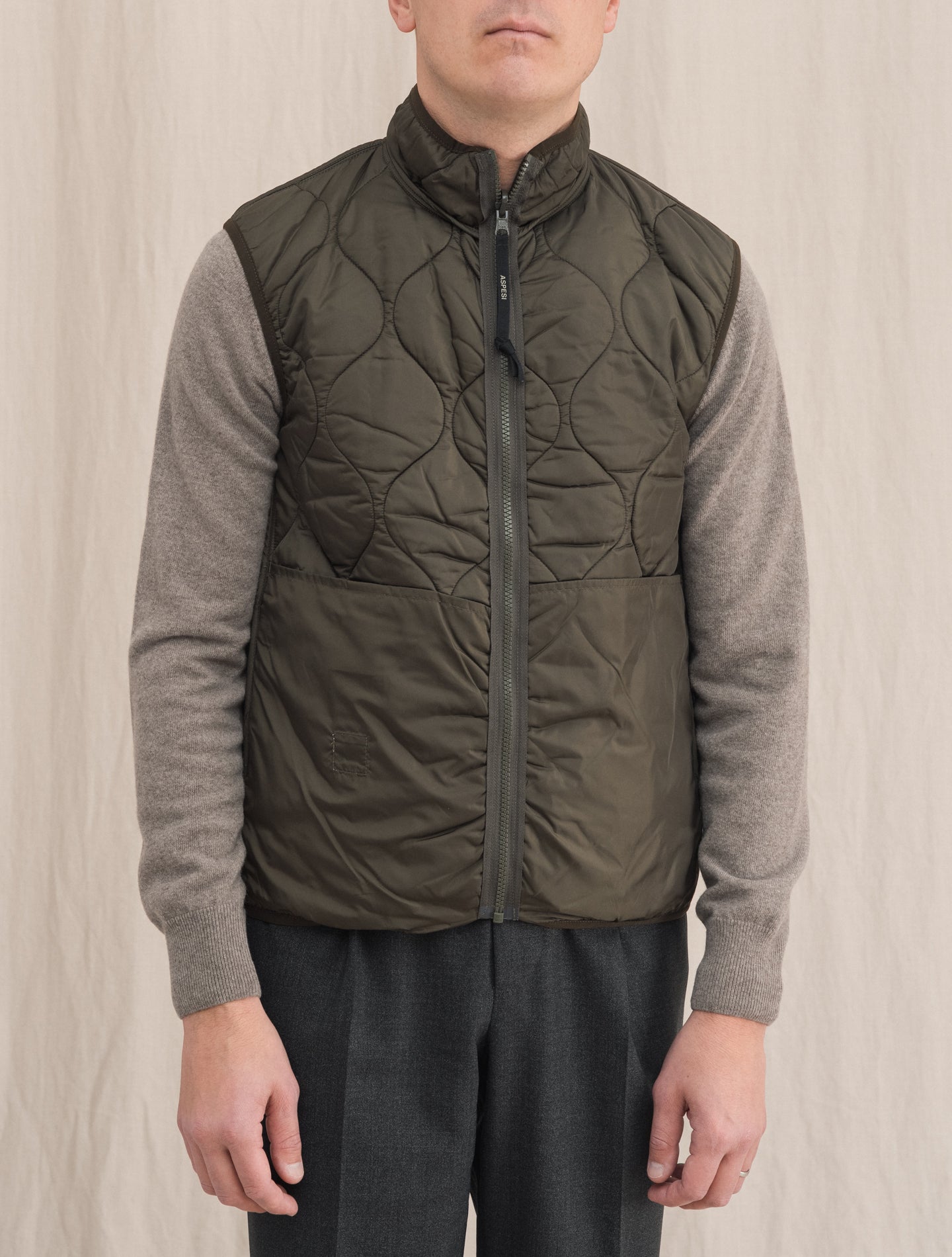 Reversed Gilet Cotton Nylon Dark Grey | Gabucci