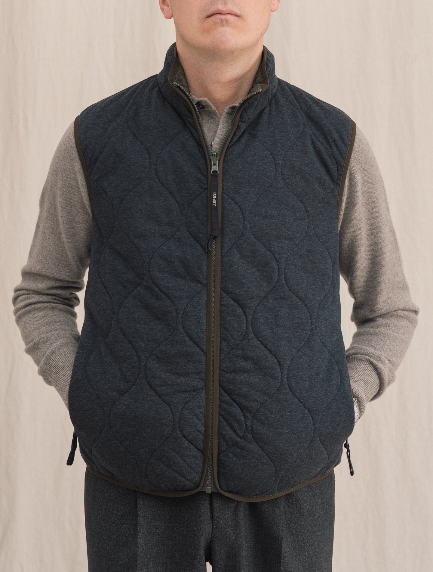 Reversed Gilet Cotton Nylon Dark Grey | Gabucci