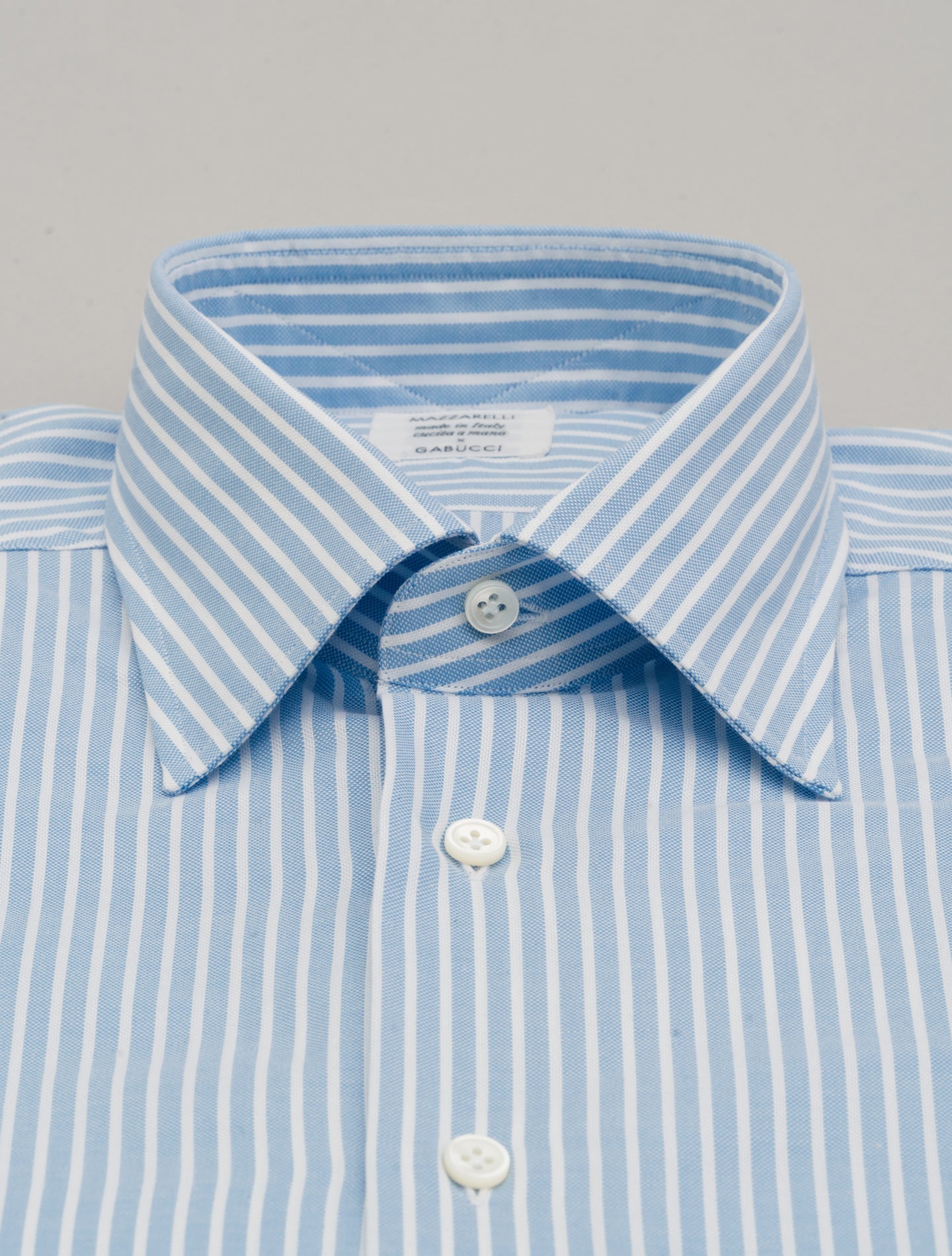 Reversed Stripe Oxford Turn Down Shirt Light Blue Mazzarelli Shirts 38