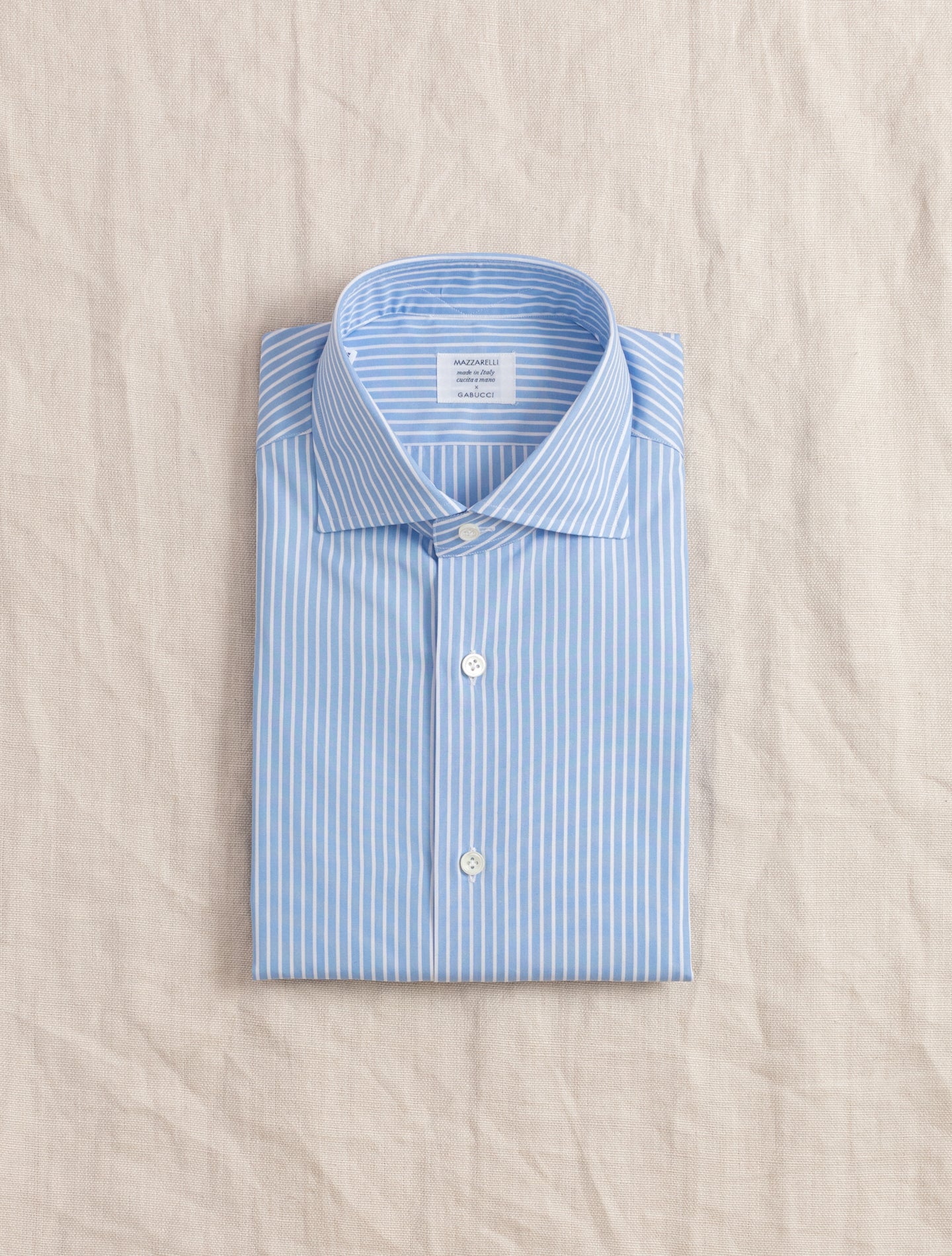 Reversed Striped Cotton Shirt Blue Mazzarelli Shirts 38